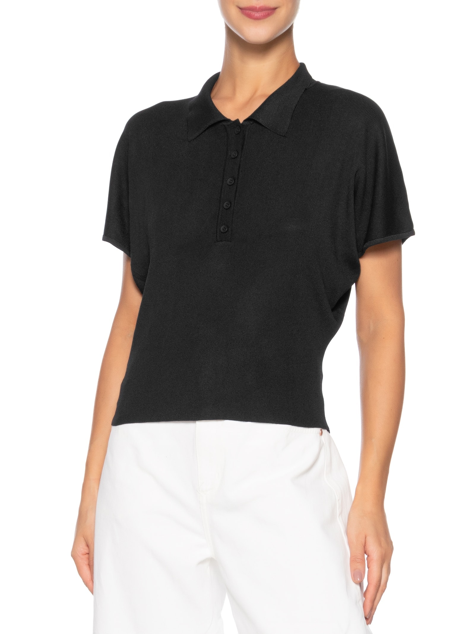 Blusa Feminina Tricot Oversized Gola Esporte Preto Basiq