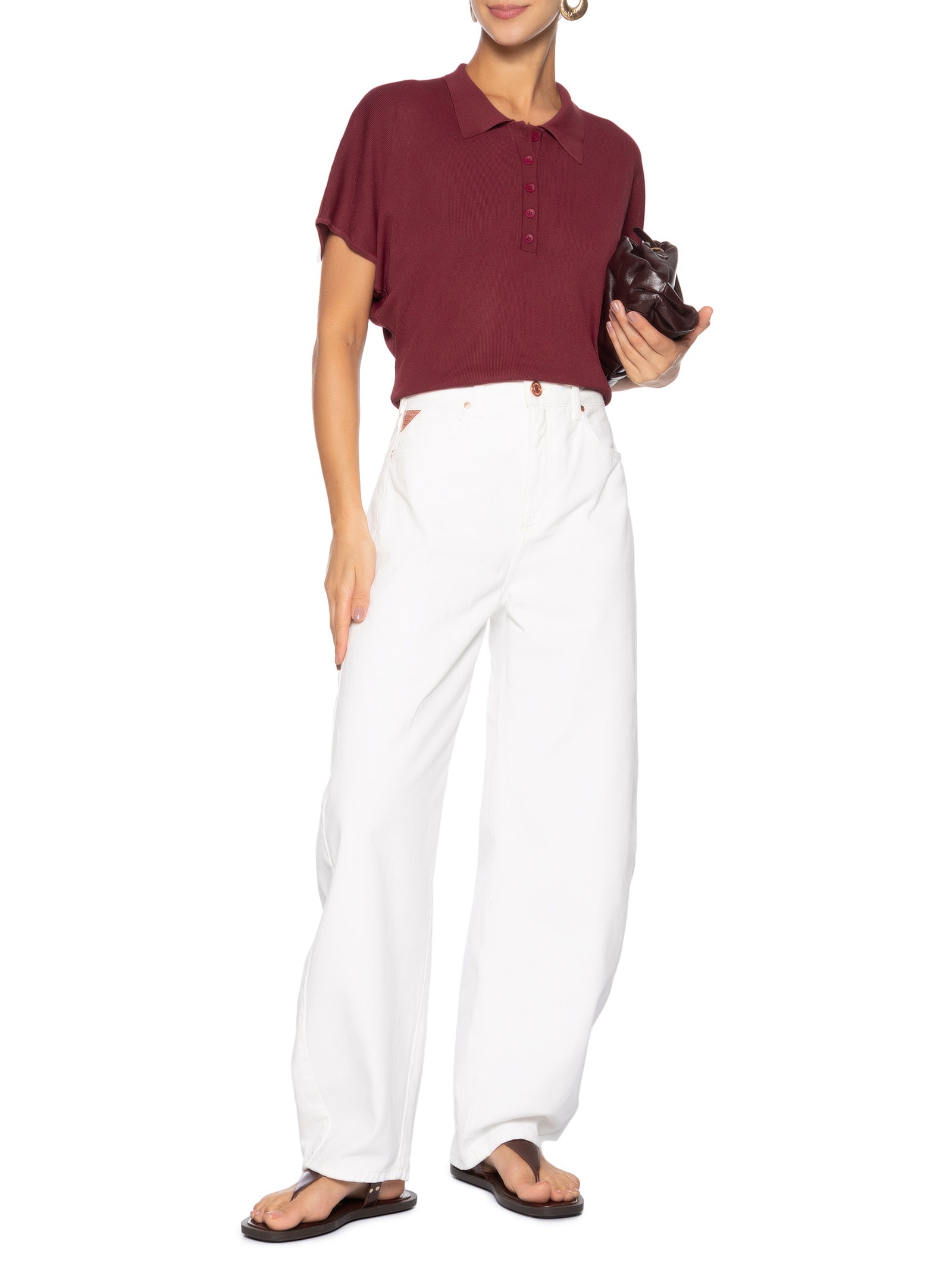 Blusa Feminina Tricot Oversized Gola Esporte Vermelho Basiq