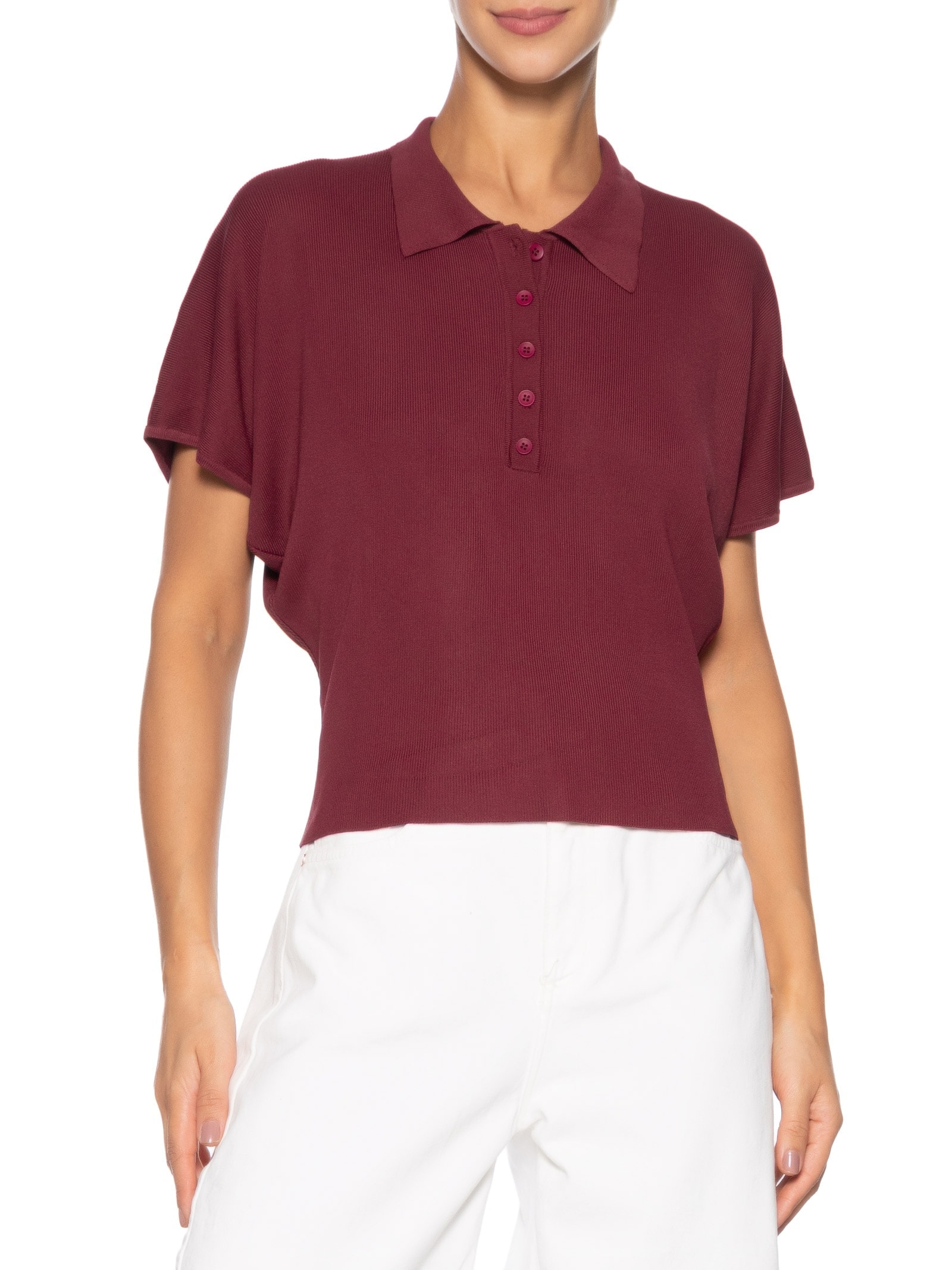 Blusa Feminina Tricot Oversized Gola Esporte Vermelho Basiq