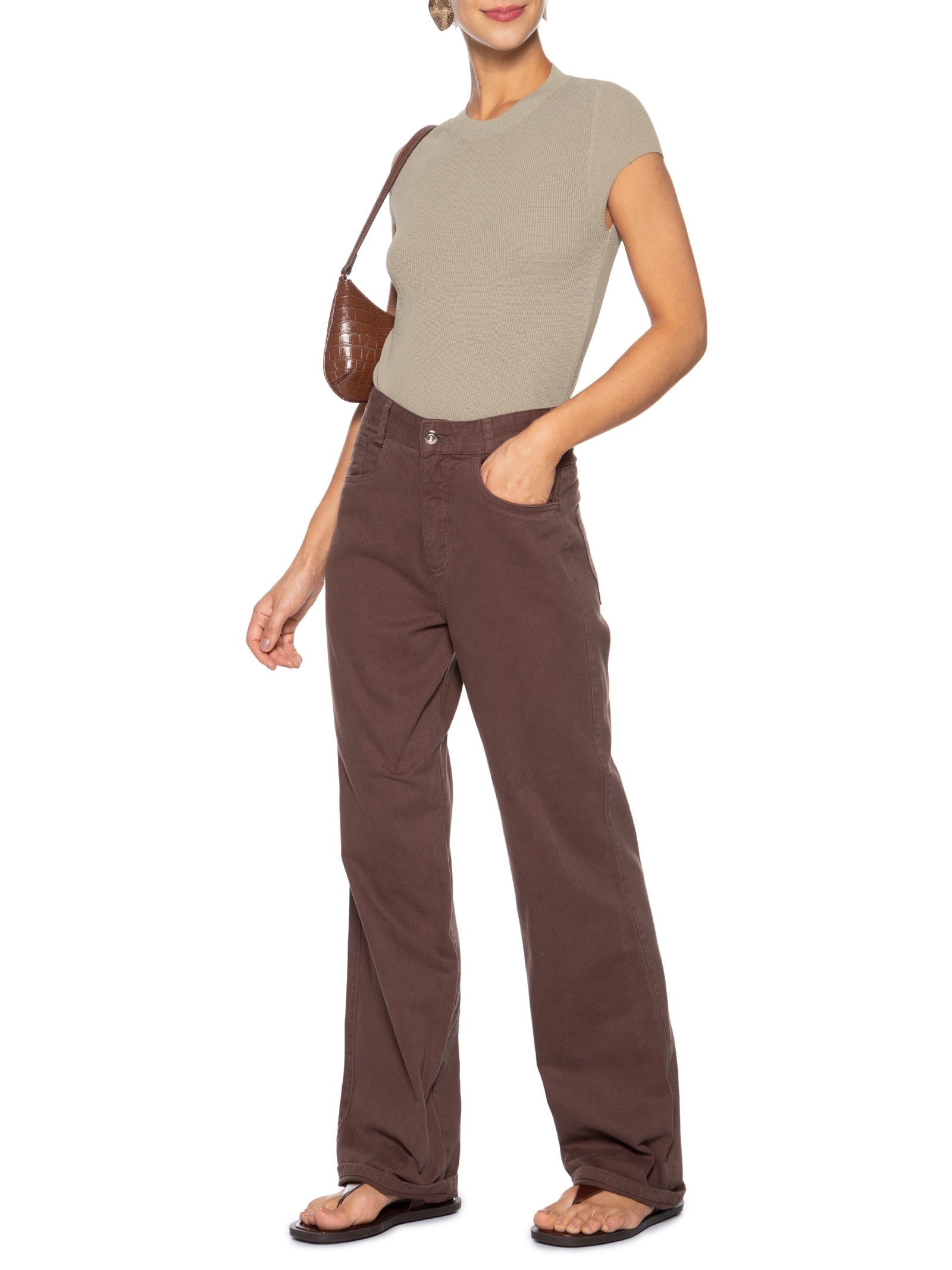 Blusa Feminina Tricot Oversized Marrom Basiq