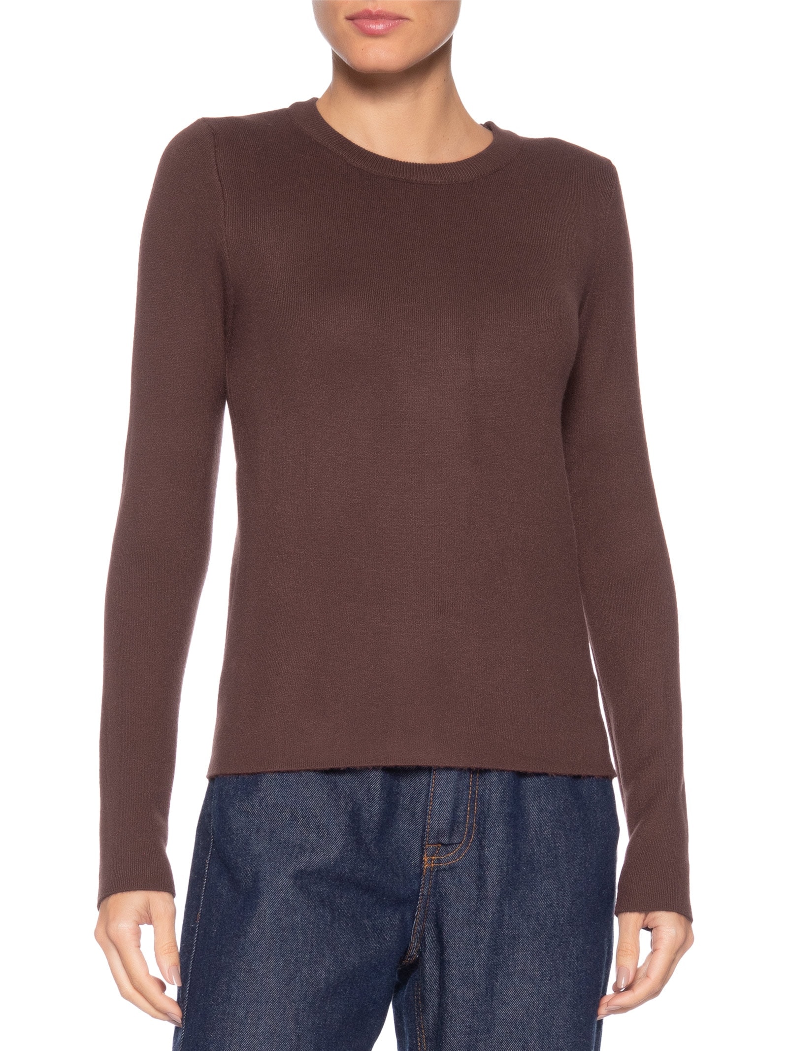 Blusa Feminina Tricot Peluciado Marrom Basiq