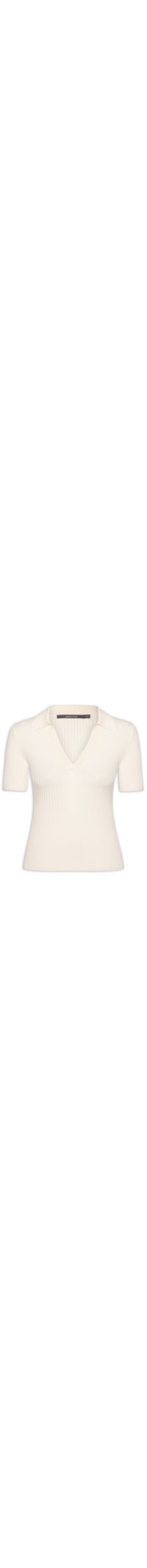 Blusa Feminina Tricot Polo Canelada - Bege