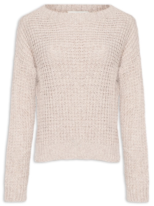 Blusa Feminina Tricot Ponto Peróla - Bege