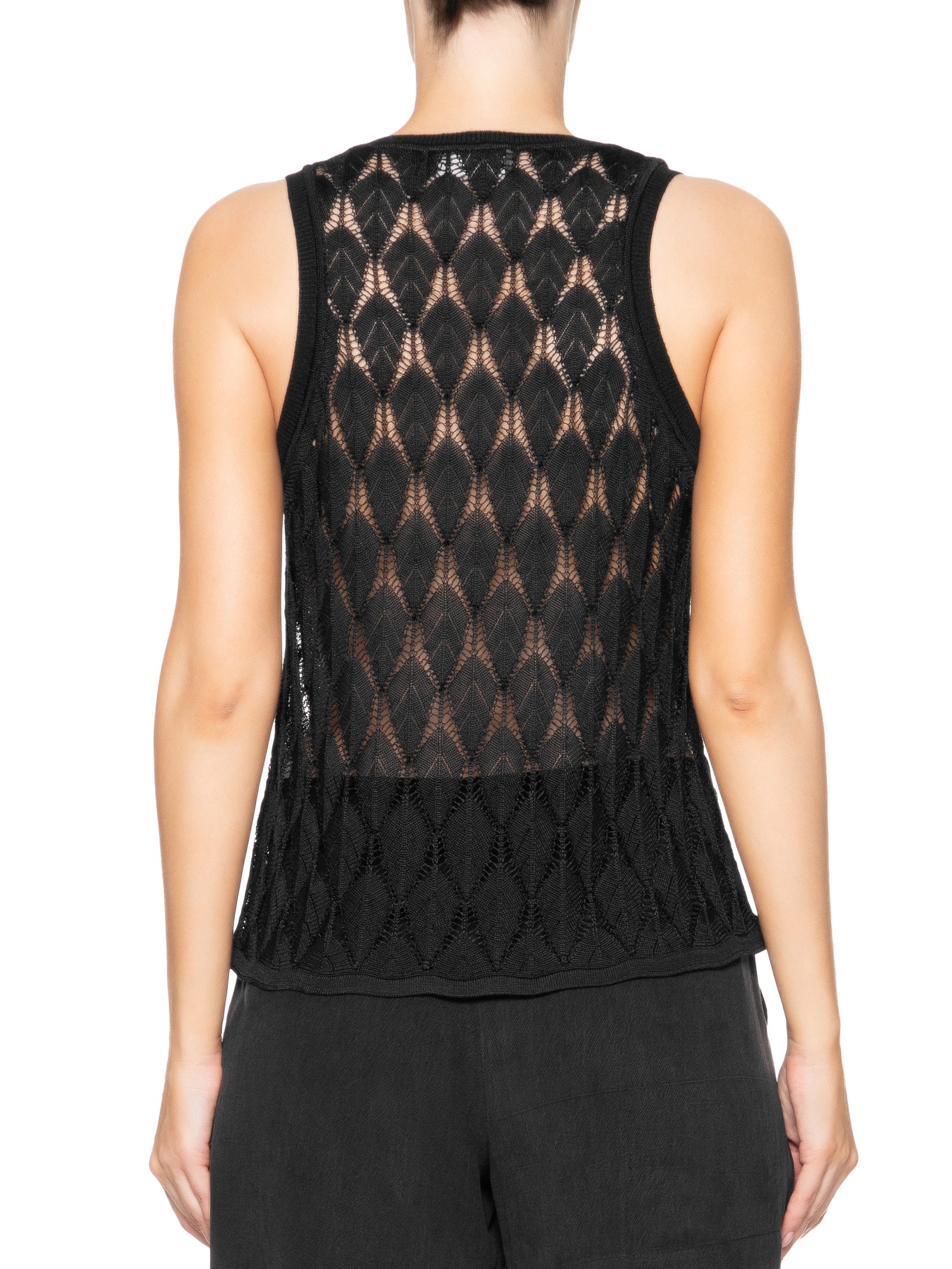 Blusa Feminina Tricot Ponto Rendado Preto Maria Filó