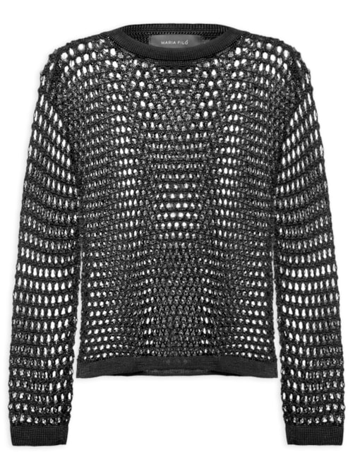 Blusa Feminina Tricot Ponto Telado – Preto