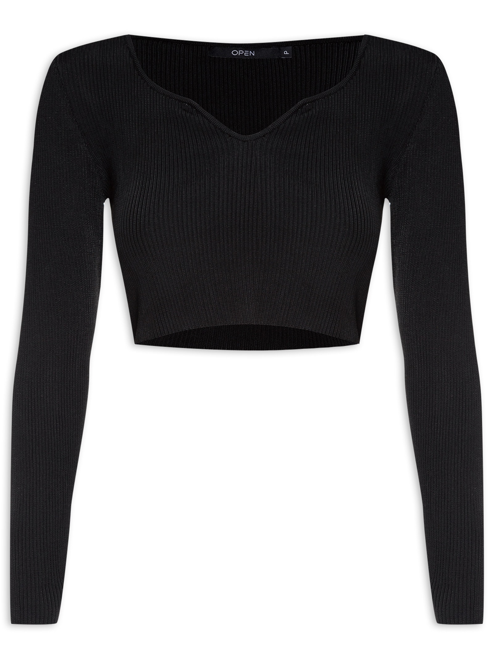 Blusa Feminina Tricot Preto Open