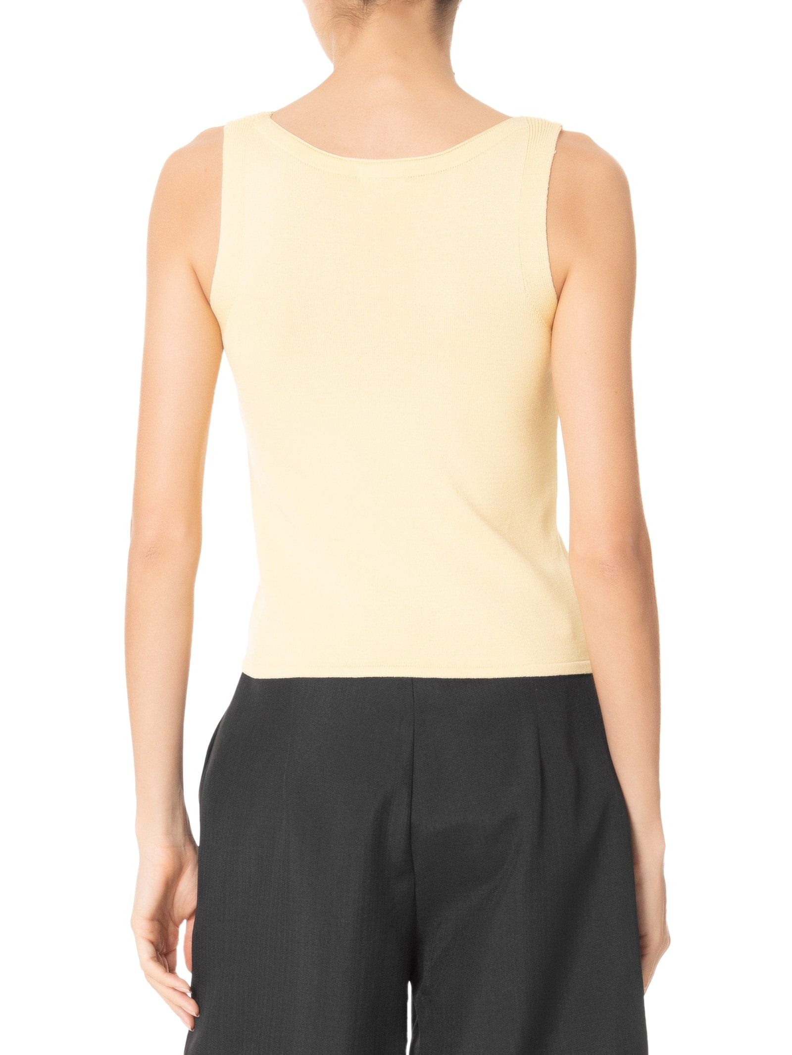 Blusa Feminina Tricot Sem Manga Amarelo Basiq