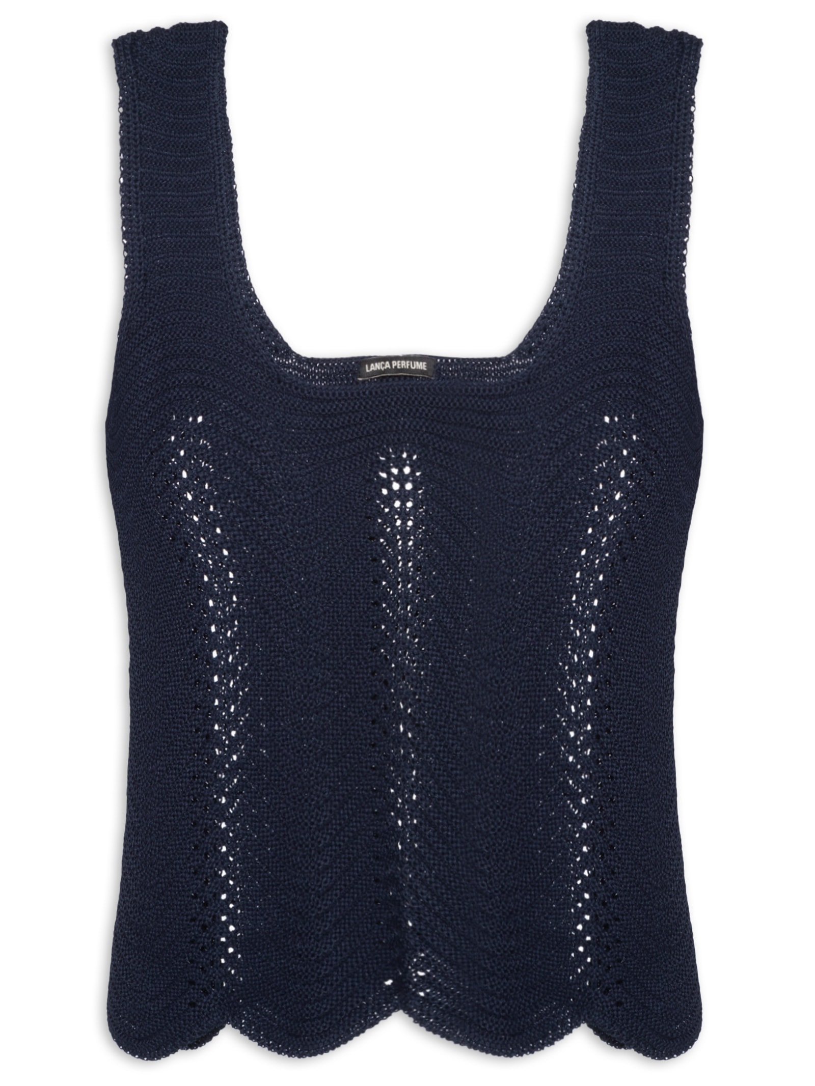 Blusa Feminina Tricot Sem Manga Azul Lança Perfume