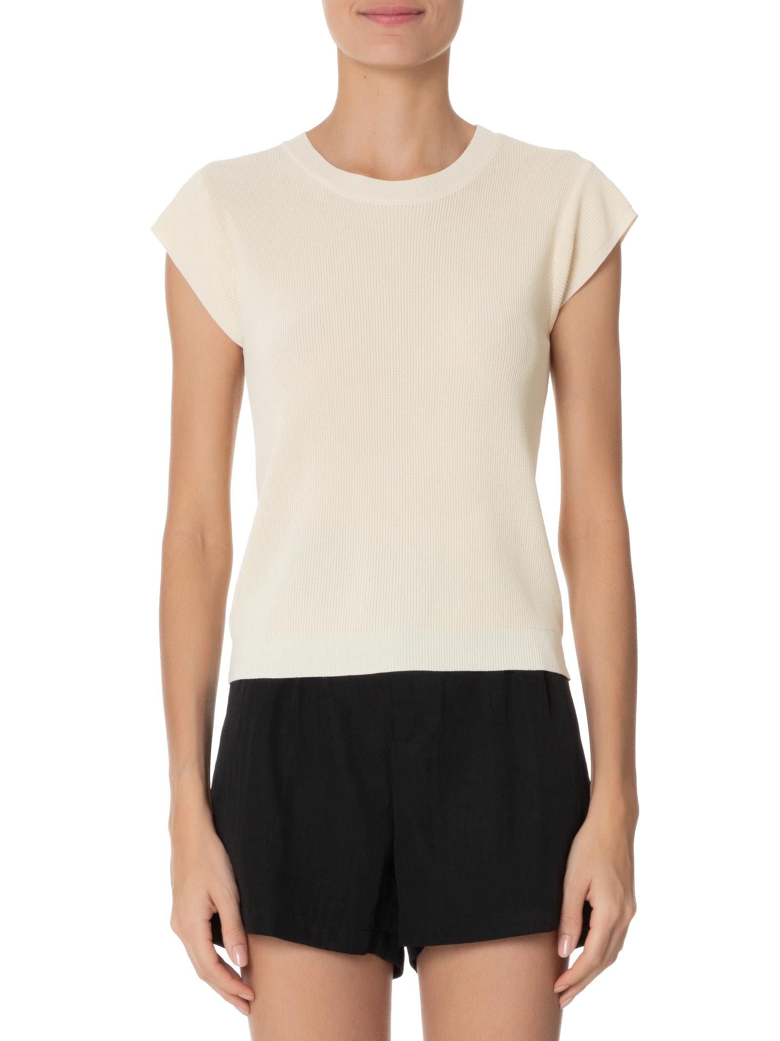 Blusa Feminina Tricot Sem Manga Bege  Basiq