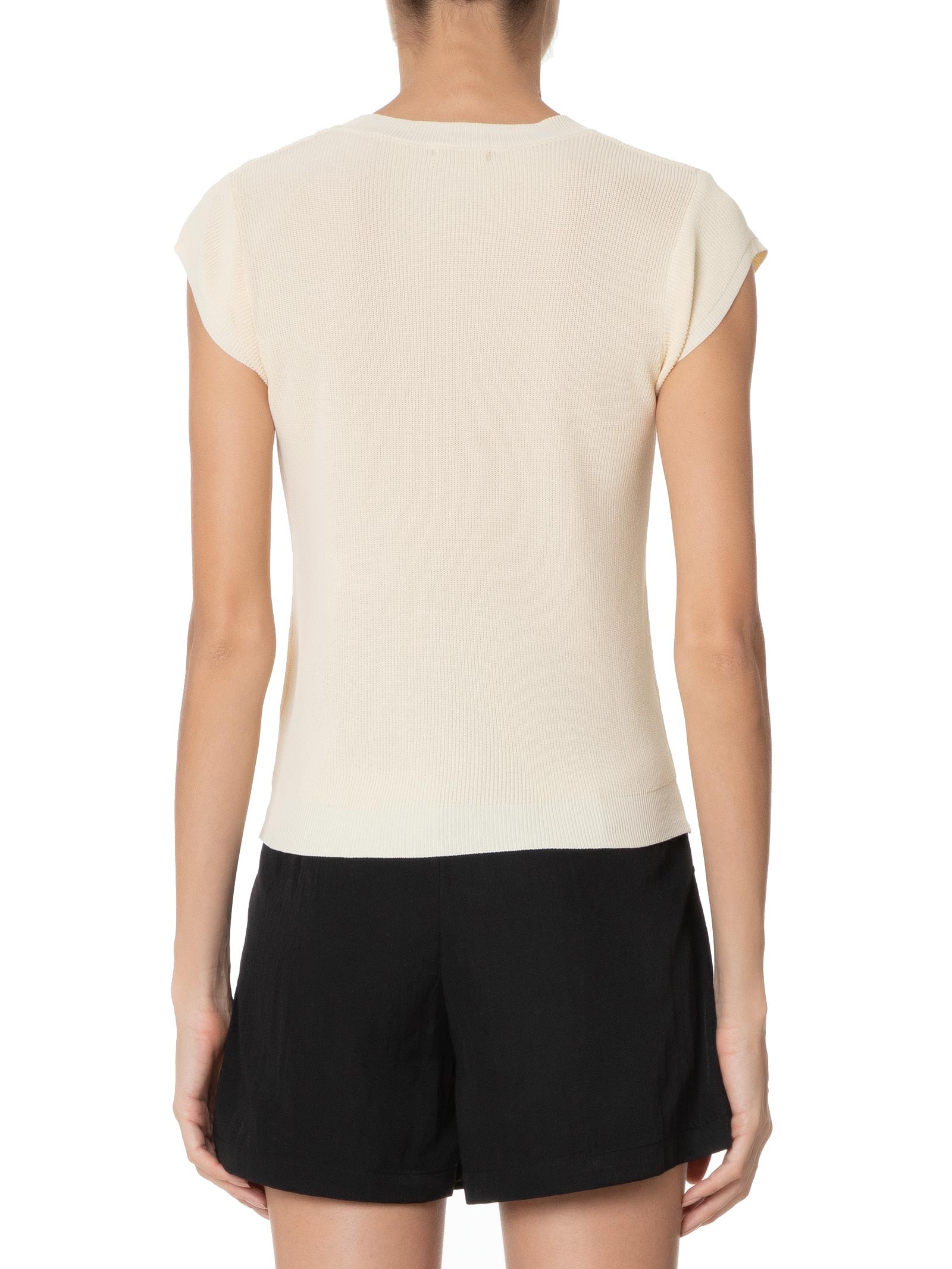 Blusa Feminina Tricot Sem Manga Bege  Basiq