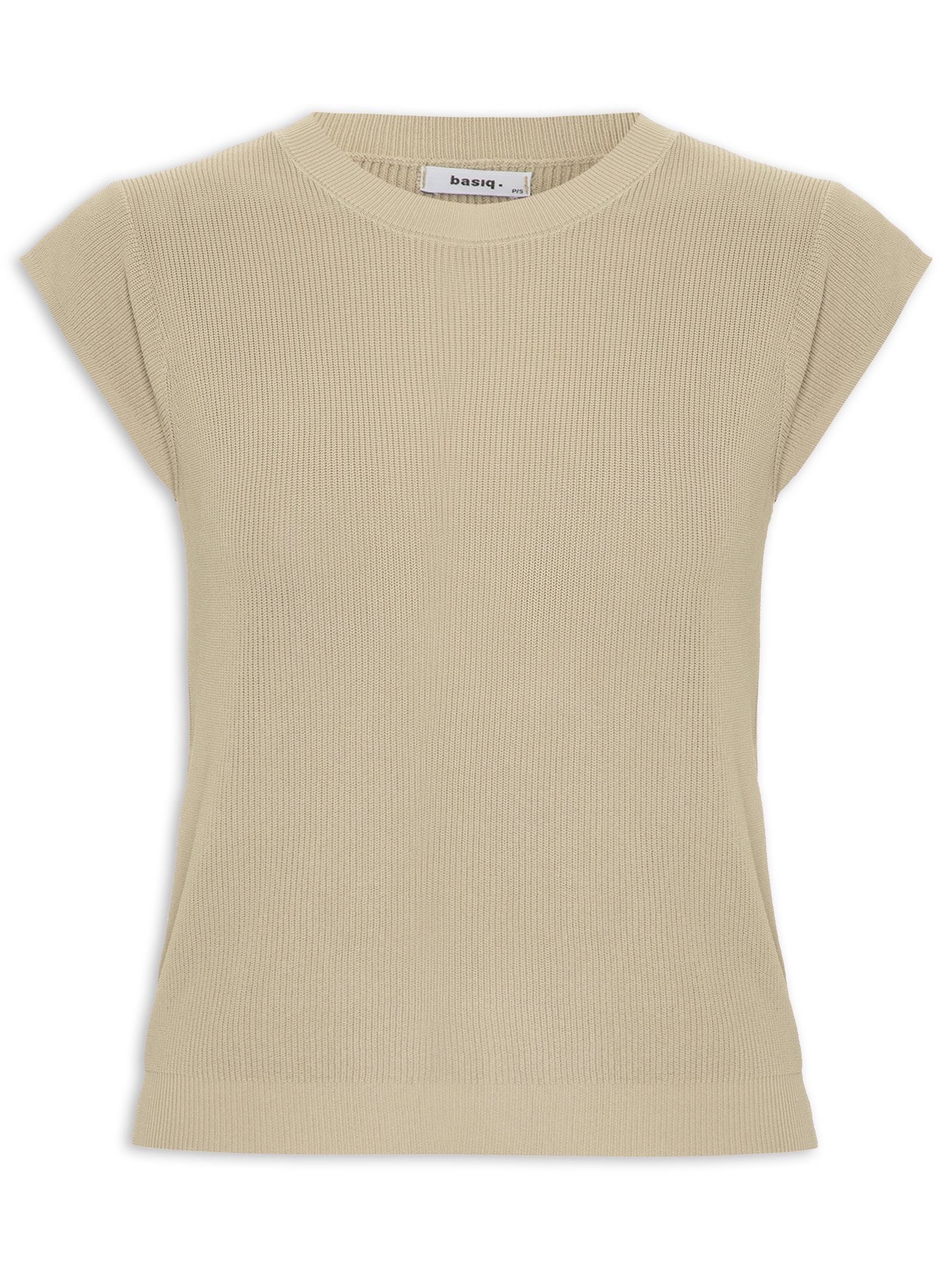 Blusa Feminina Tricot Sem Manga Bege  Basiq
