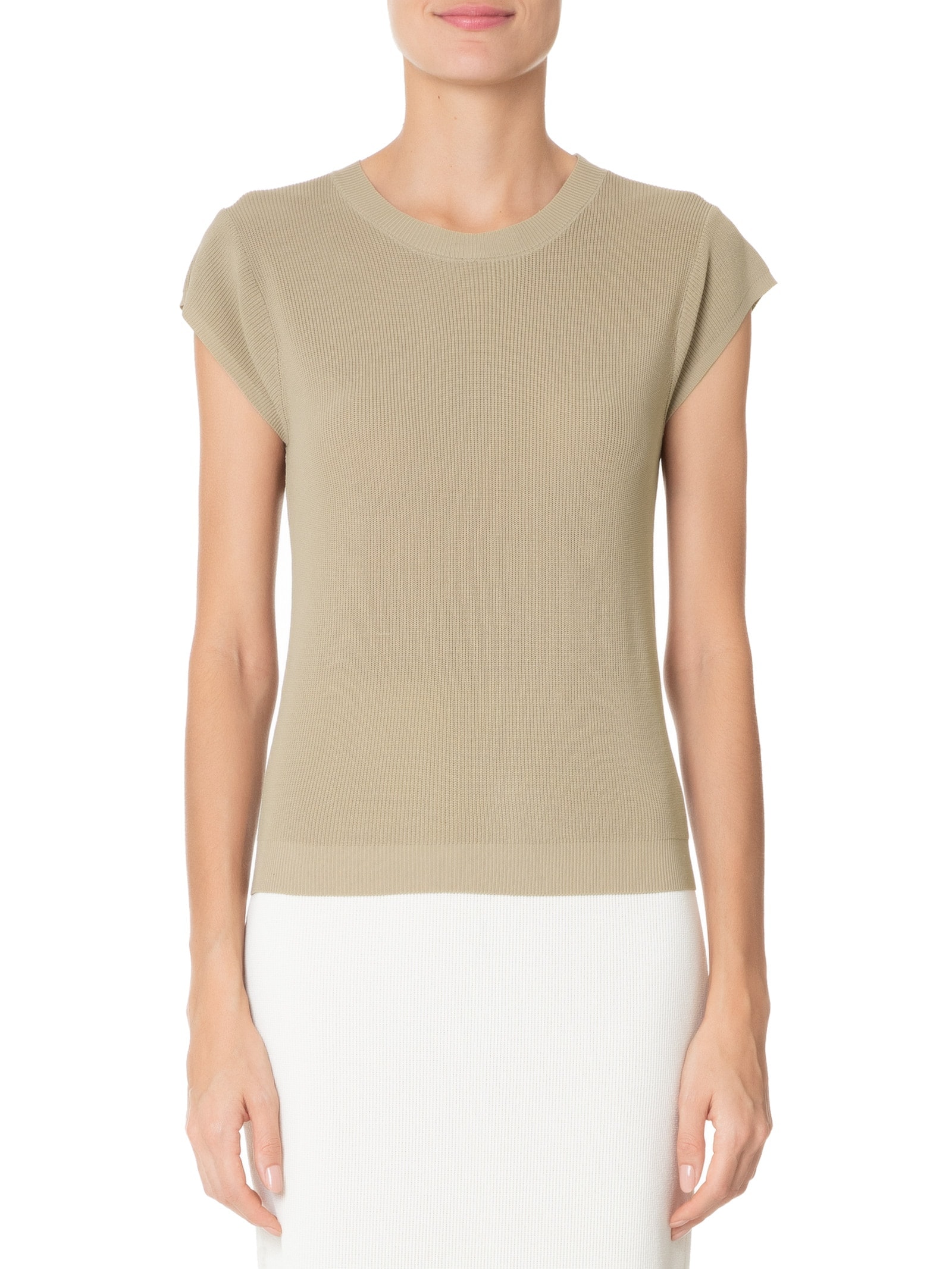 Blusa Feminina Tricot Sem Manga Bege  Basiq