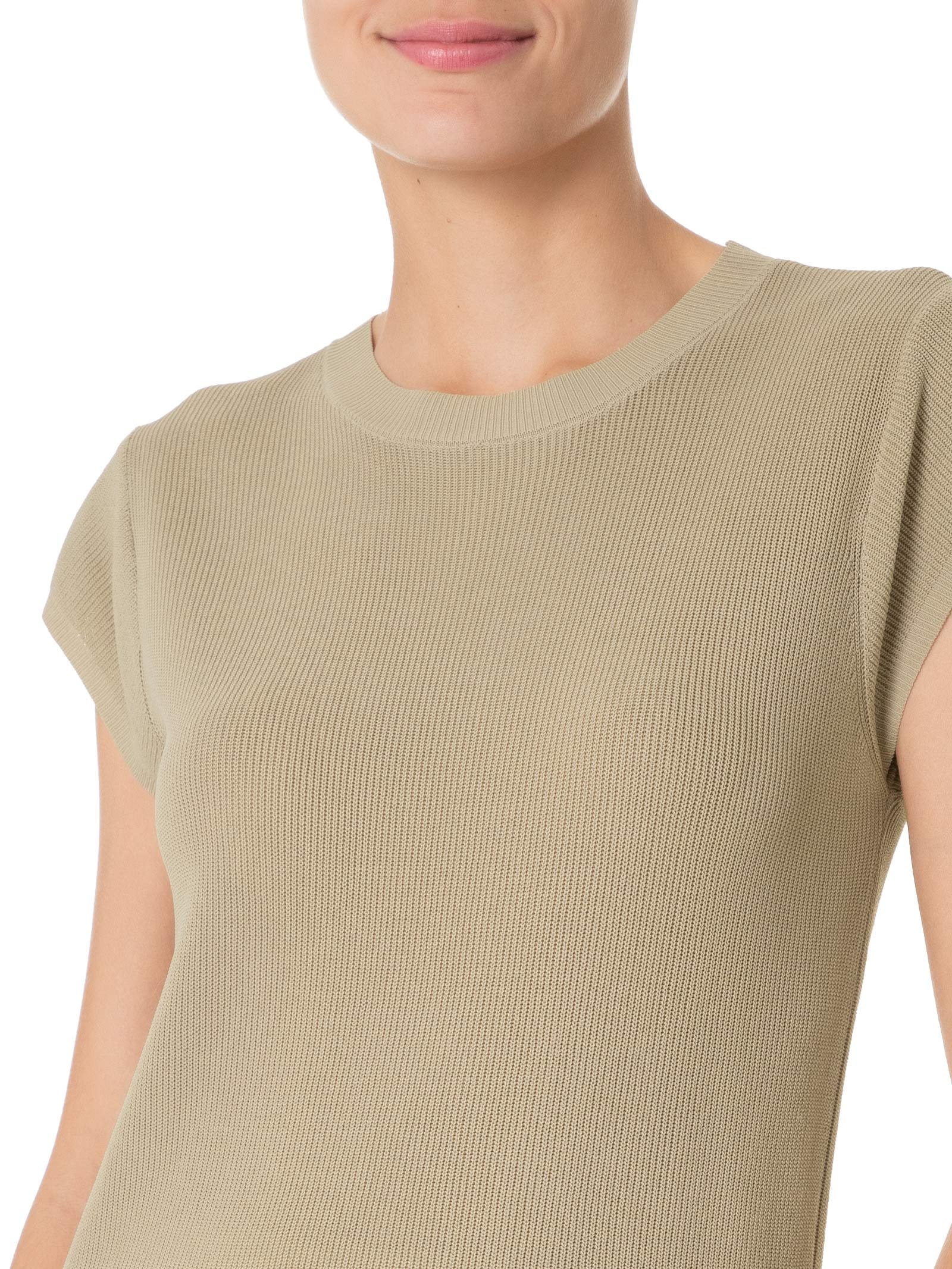 Blusa Feminina Tricot Sem Manga Bege  Basiq