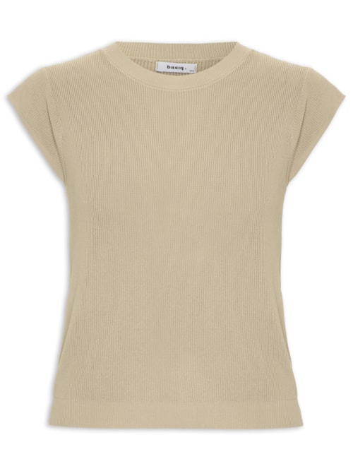 Blusa Feminina Tricot Sem Manga - Bege