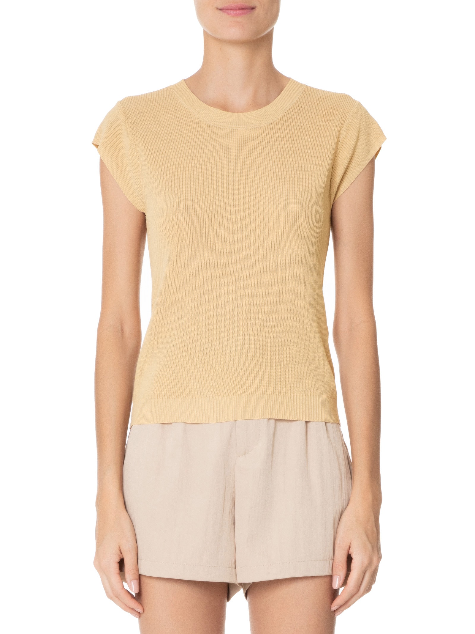 Blusa Feminina Tricot Sem Manga Bege  Basiq