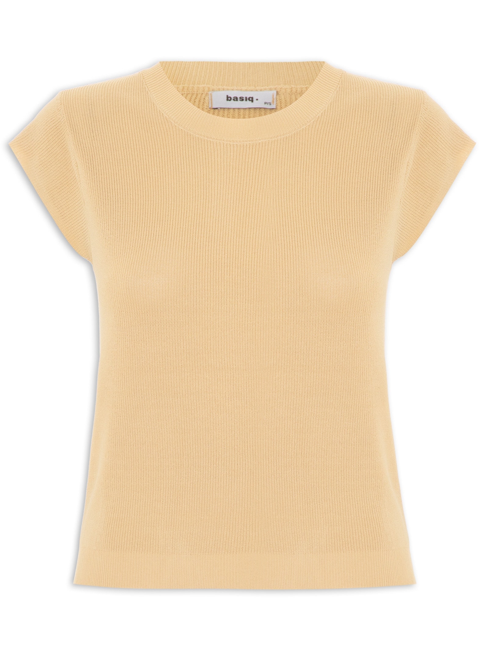 Blusa Feminina Tricot Sem Manga Bege  Basiq