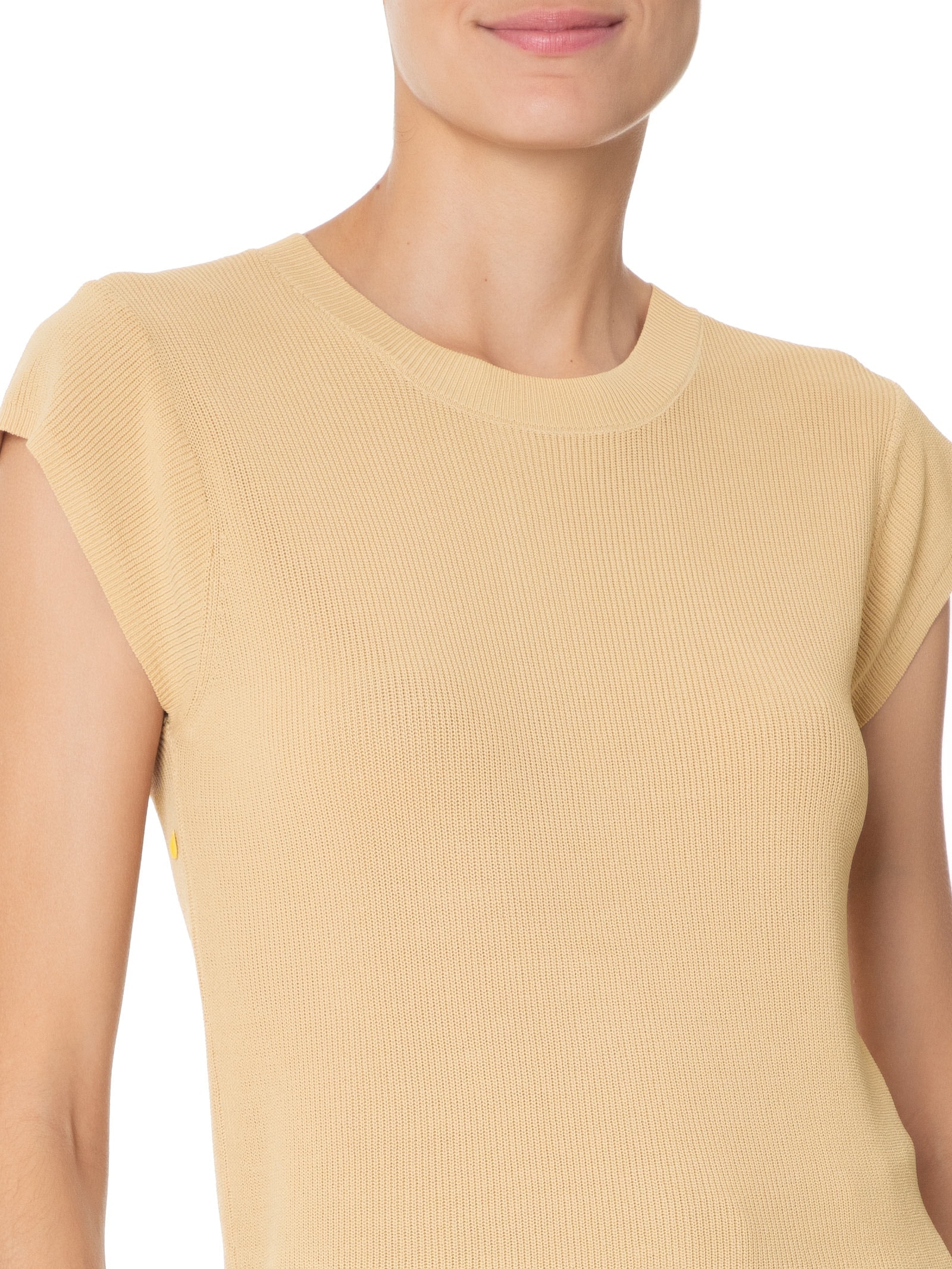 Blusa Feminina Tricot Sem Manga Bege  Basiq