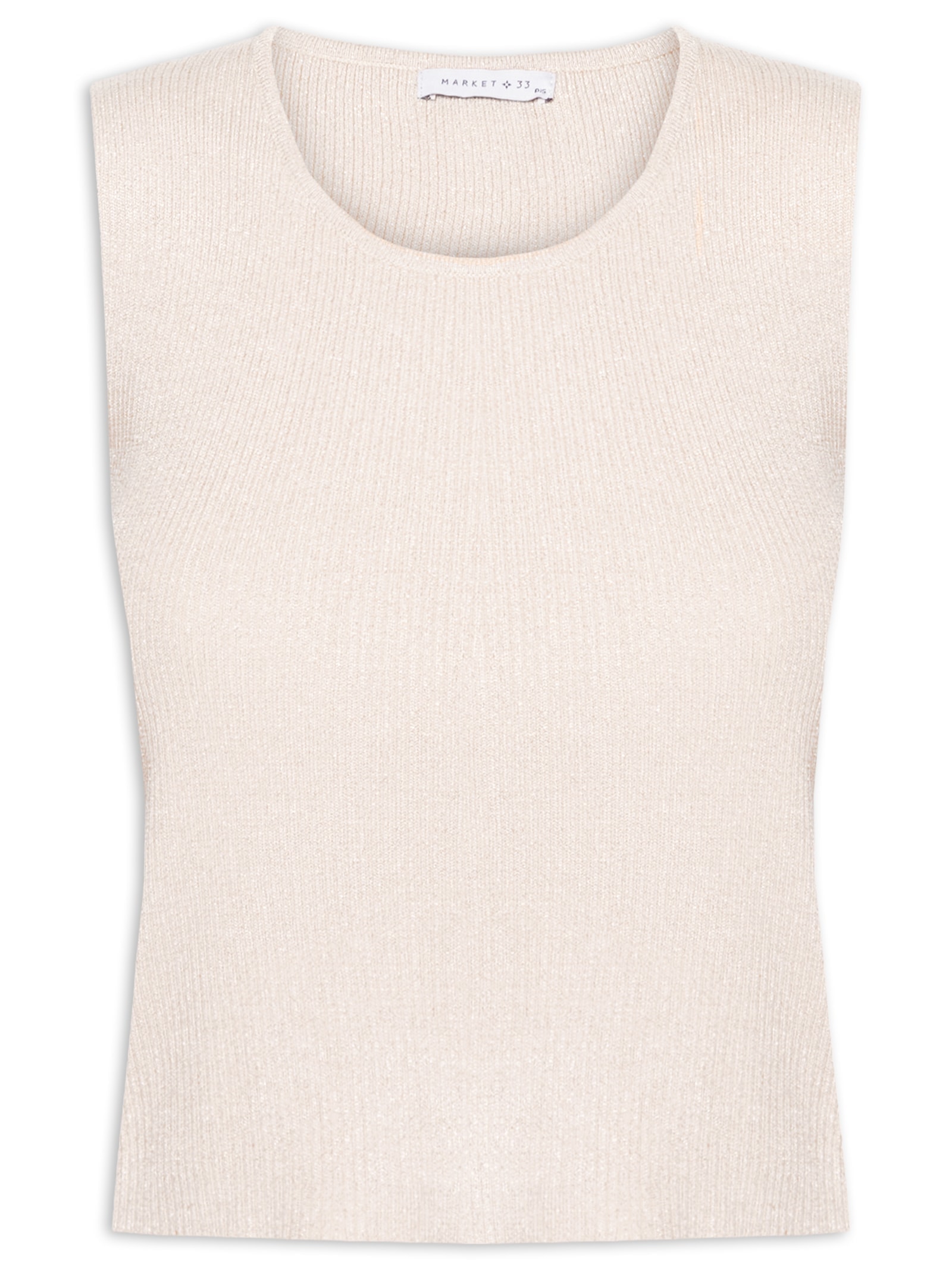 Blusa Feminina Tricot Sem Manga Bege Market 33