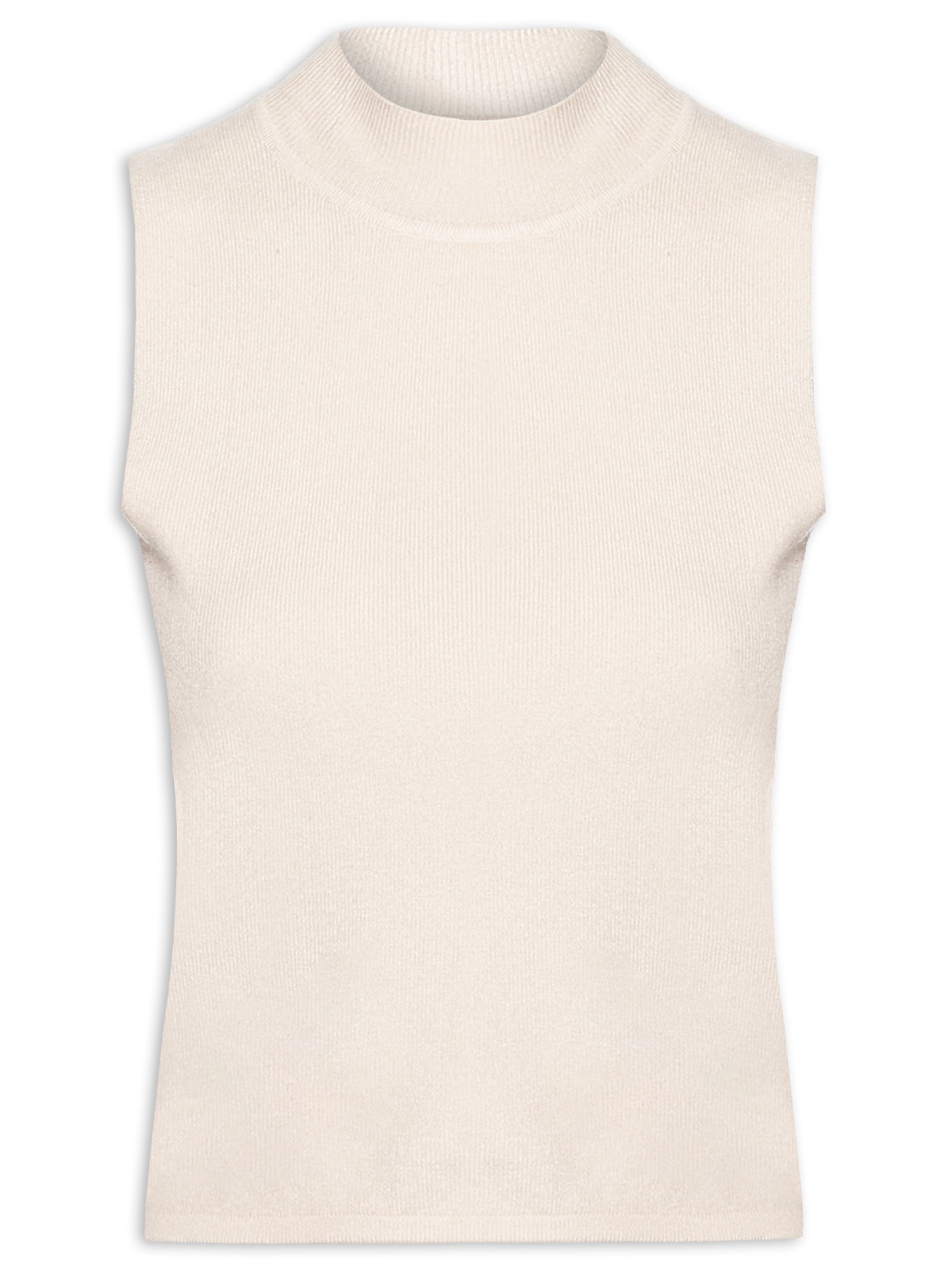 Blusa Feminina Tricot Sem Manga Bege Market 33