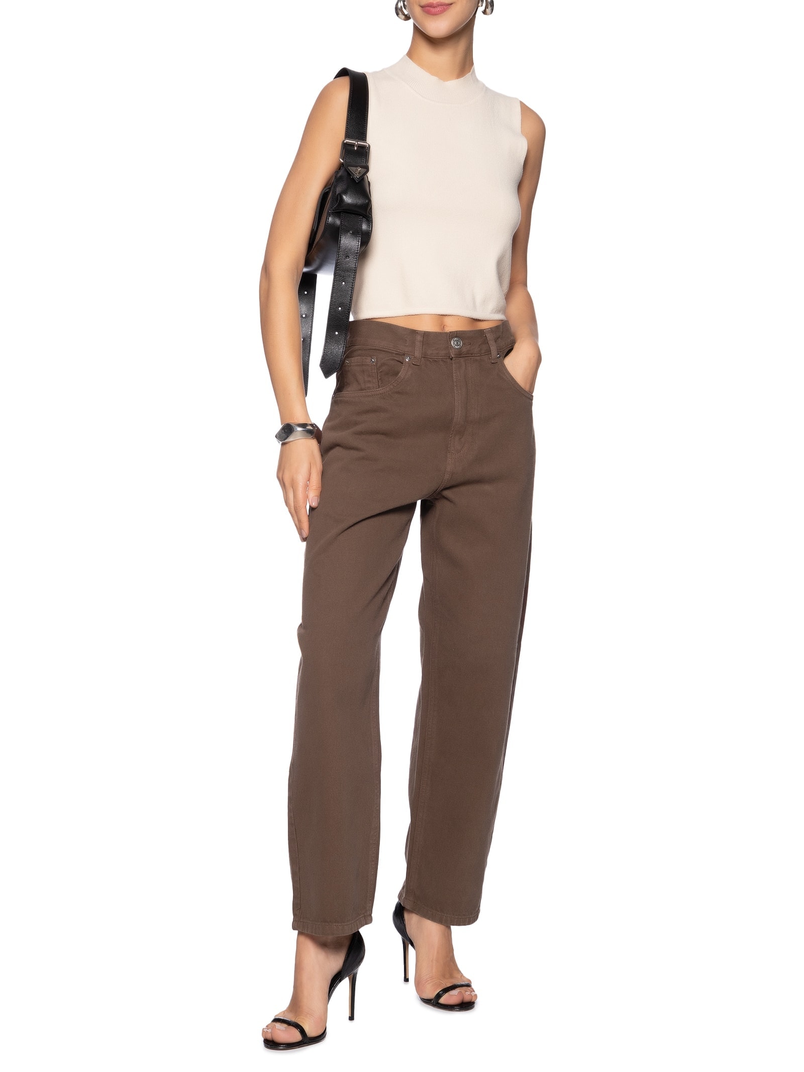 Blusa Feminina Tricot Sem Manga Bege Market 33