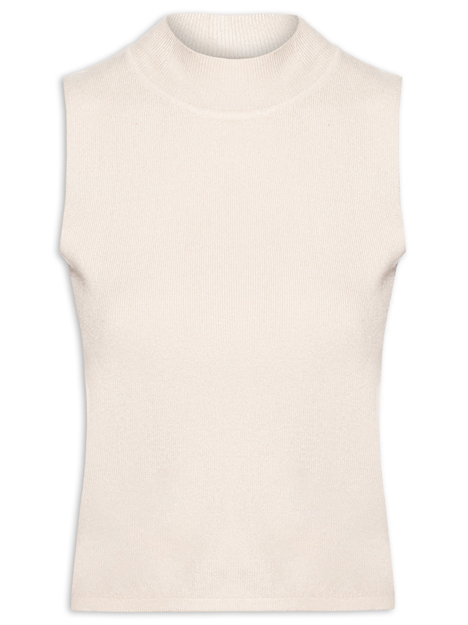 Blusa Feminina Tricot Sem Manga Bege Market 33