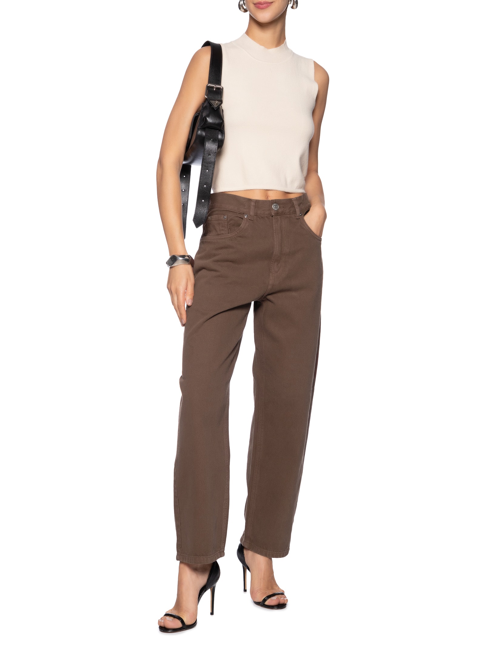 Blusa Feminina Tricot Sem Manga Bege Market 33