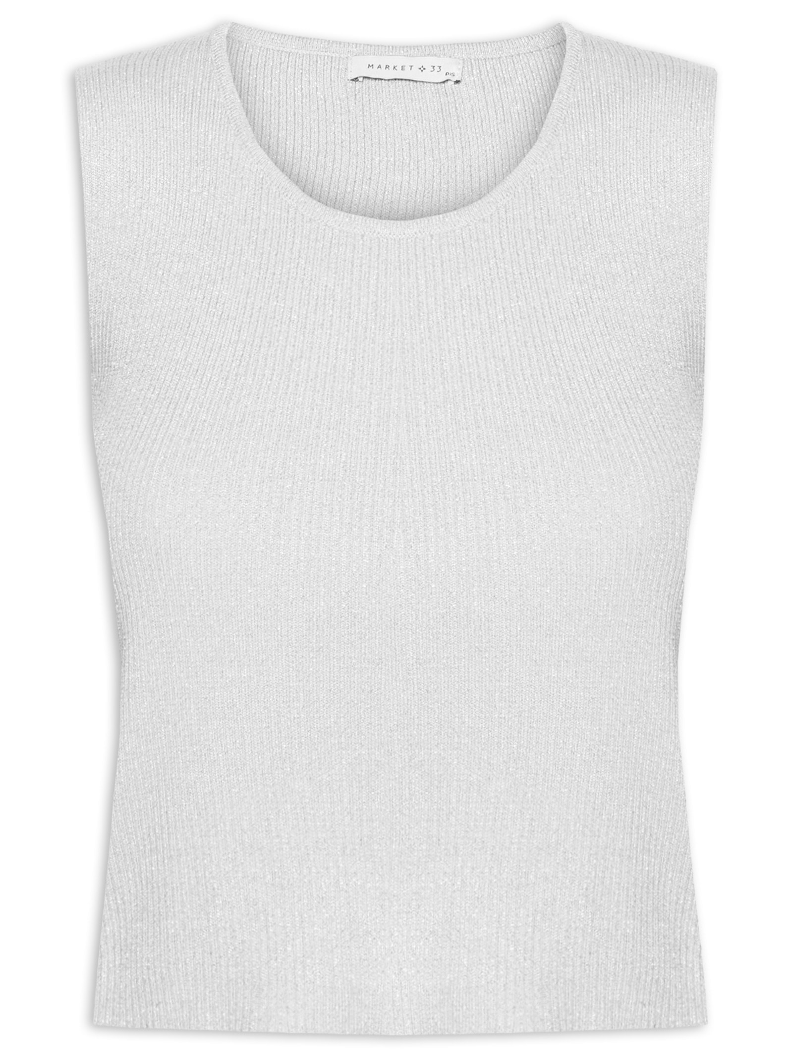 Blusa Feminina Tricot Sem Manga Cinza Market 33