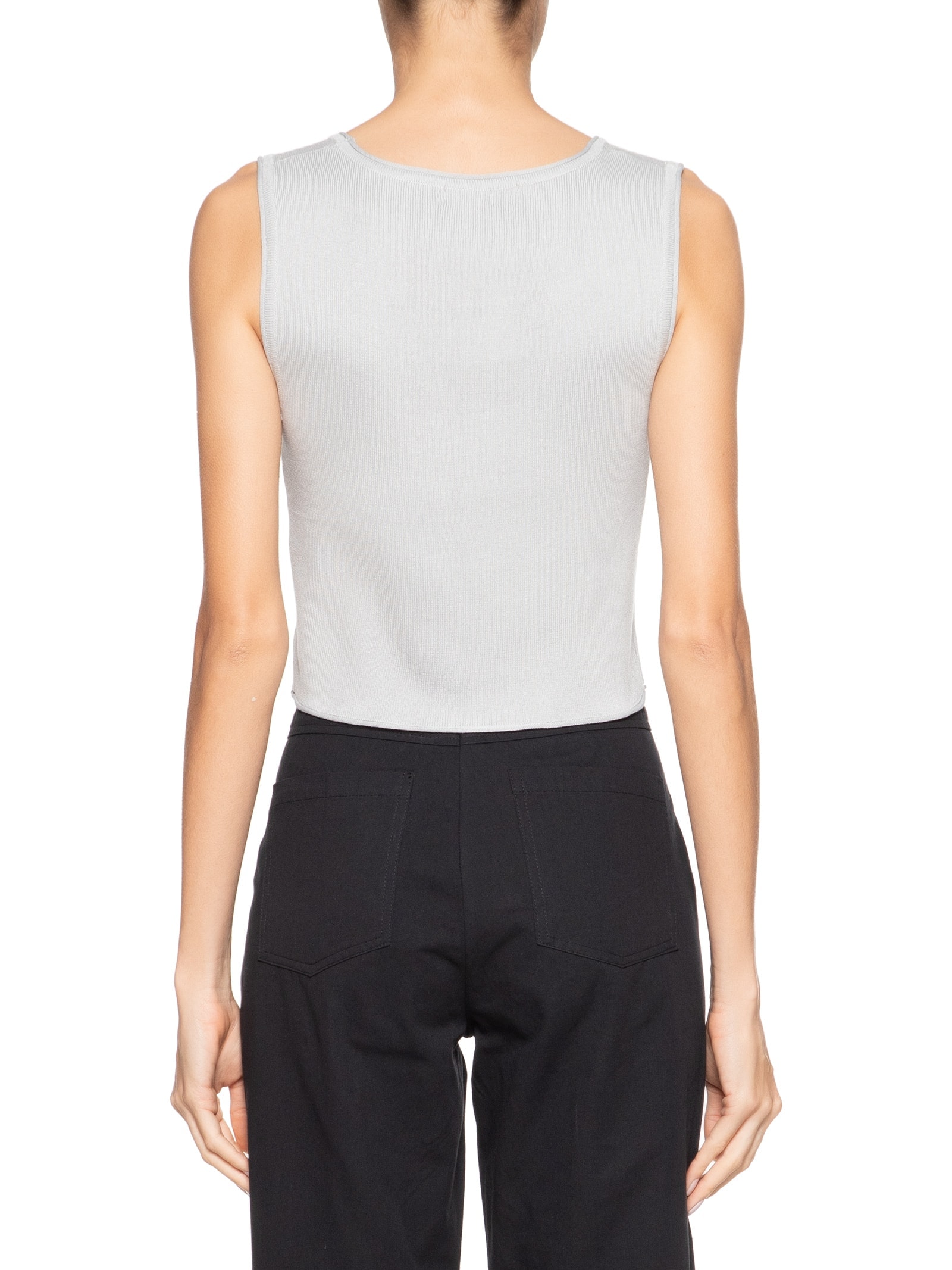 Blusa Feminina Tricot Sem Manga Decote Em U Cinza Basiq