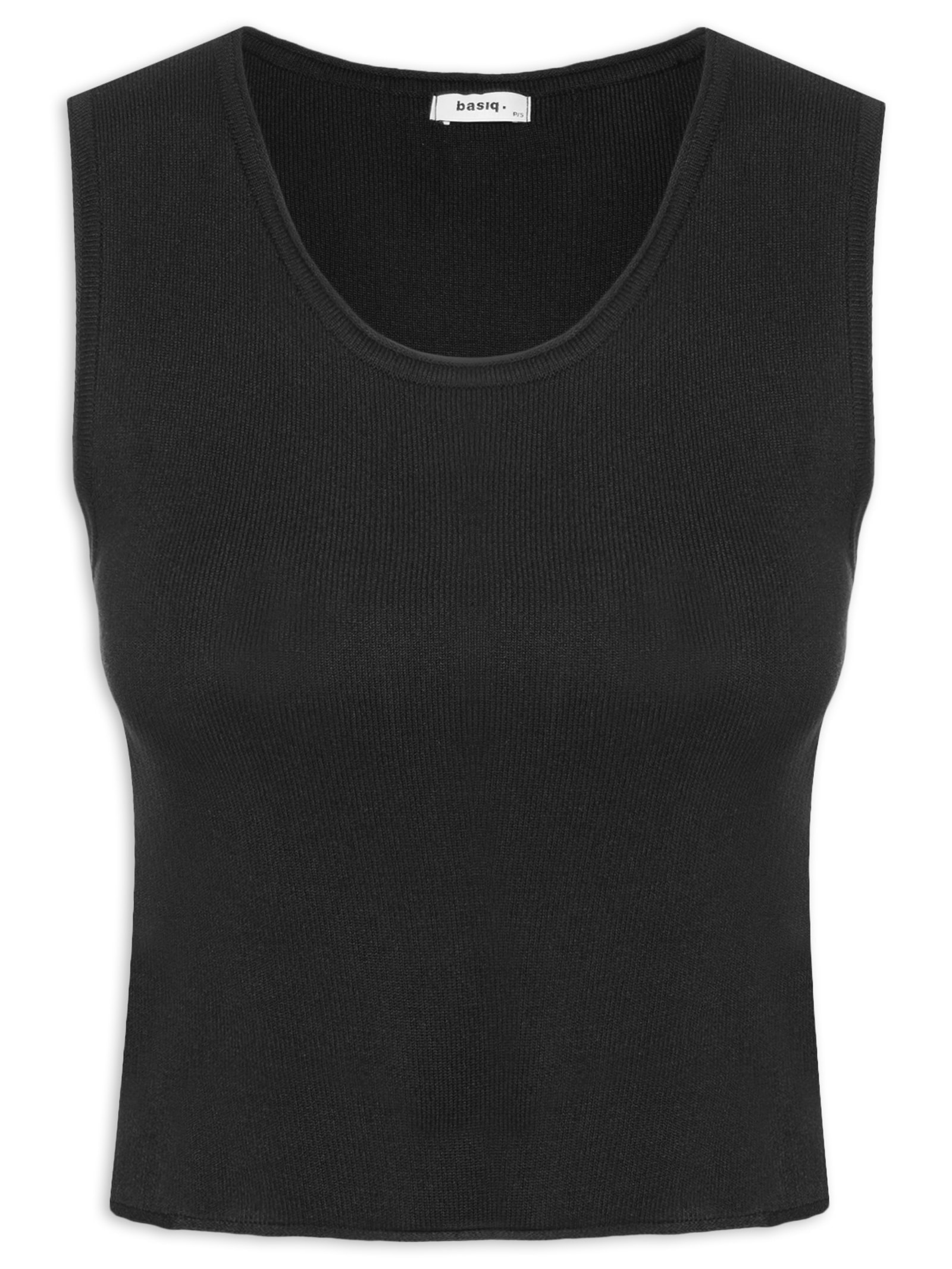 Blusa Feminina Tricot Sem Manga Decote Em U Preto Basiq