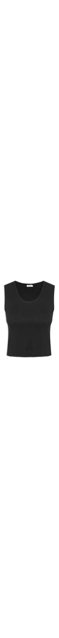Blusa Feminina Tricot Sem Manga Decote Em U - Preto