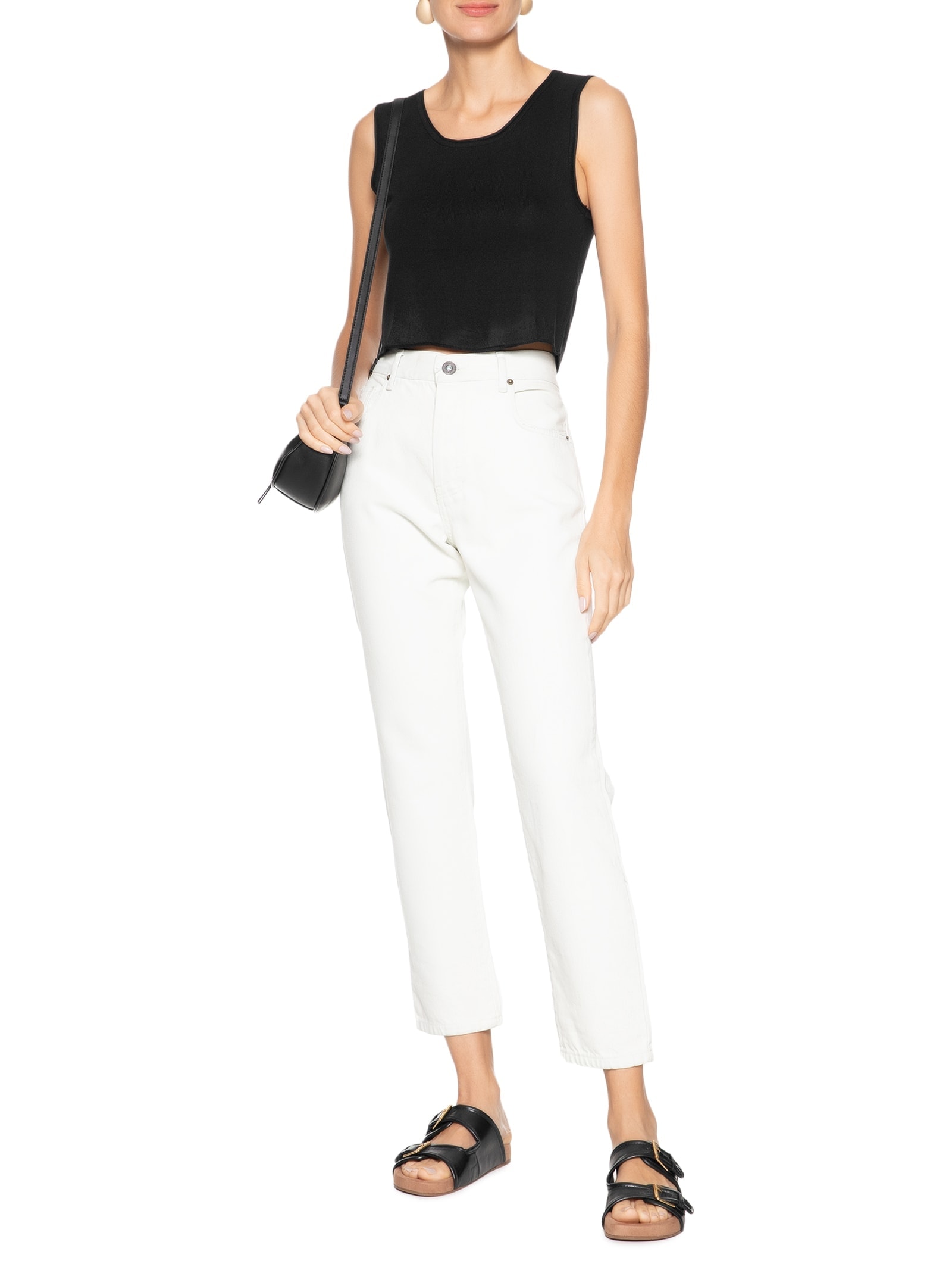 Blusa Feminina Tricot Sem Manga Decote Em U Preto Basiq