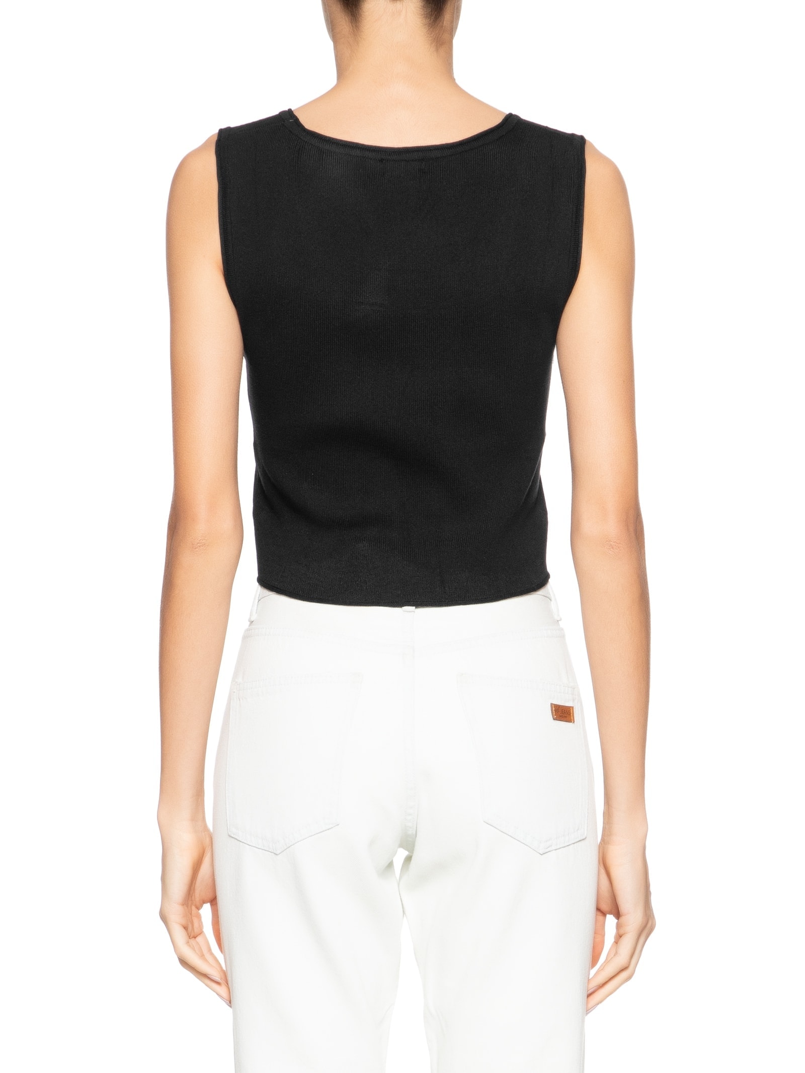 Blusa Feminina Tricot Sem Manga Decote Em U Preto Basiq