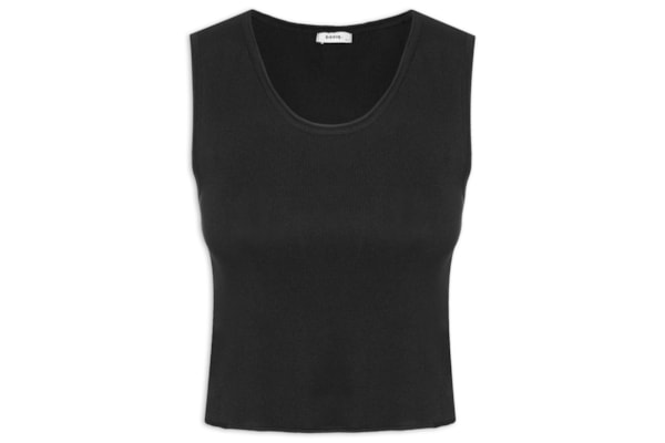 Blusa Feminina Tricot Sem Manga Decote Em U - Preto