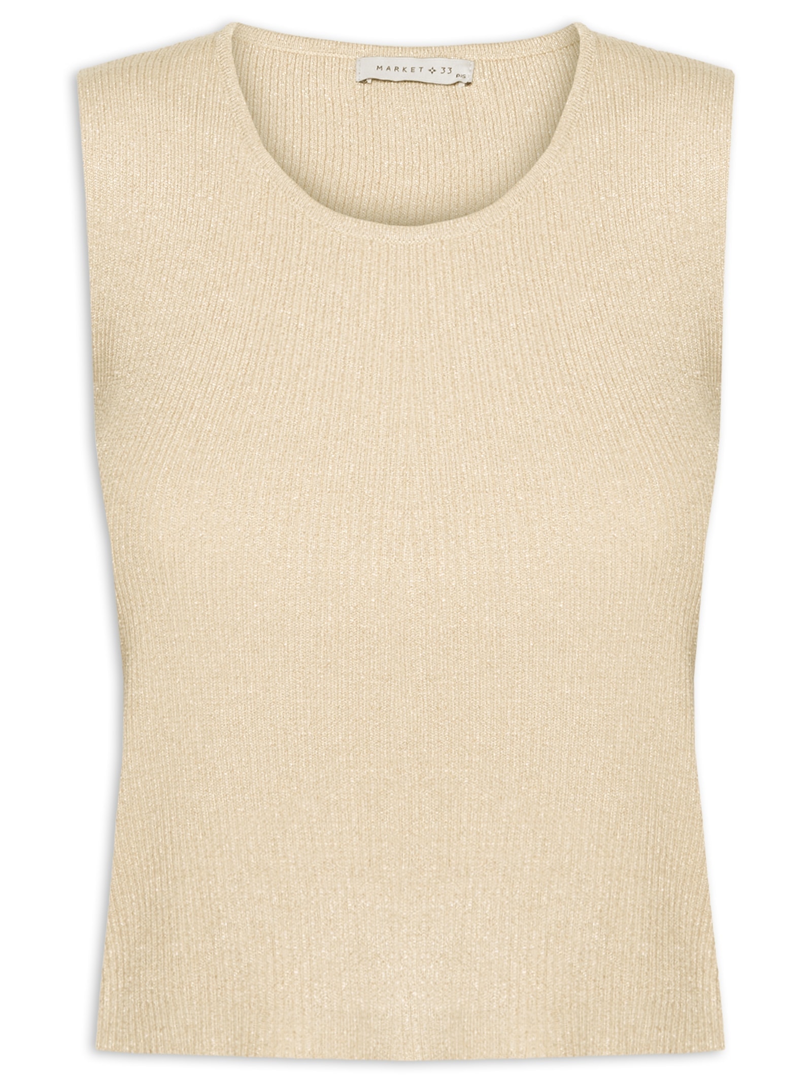 Blusa Feminina Tricot Sem Manga Dourado Market 33