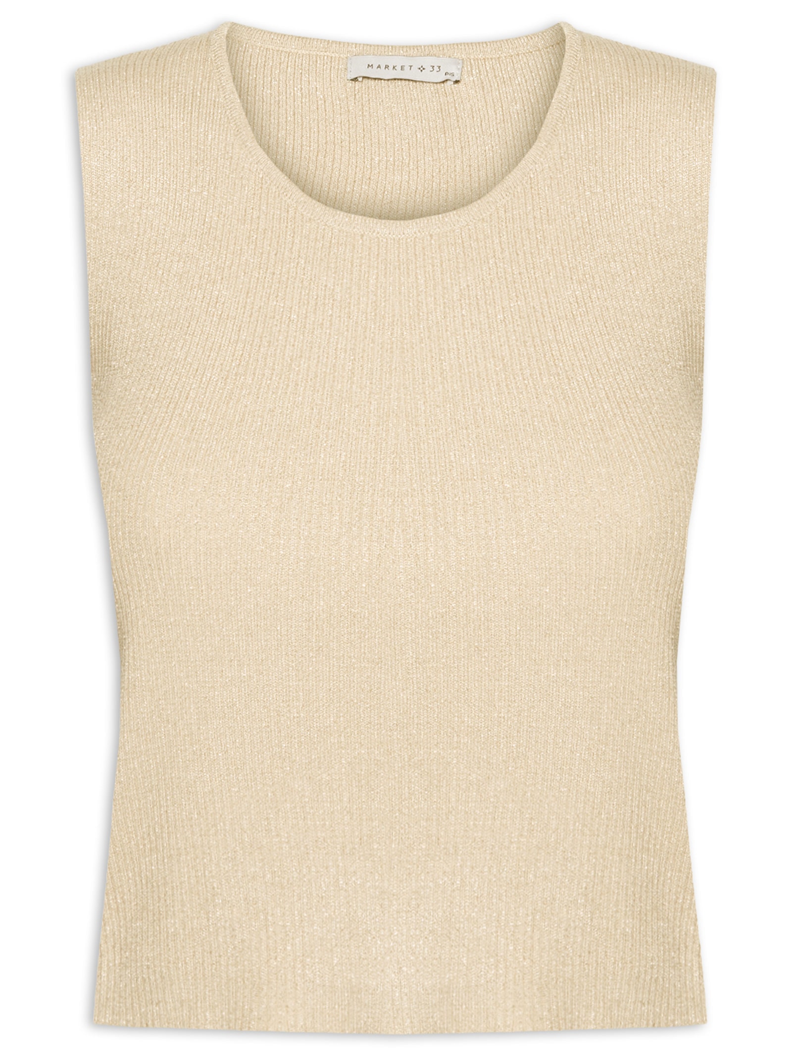 Blusa Feminina Tricot Sem Manga Dourado Market 33