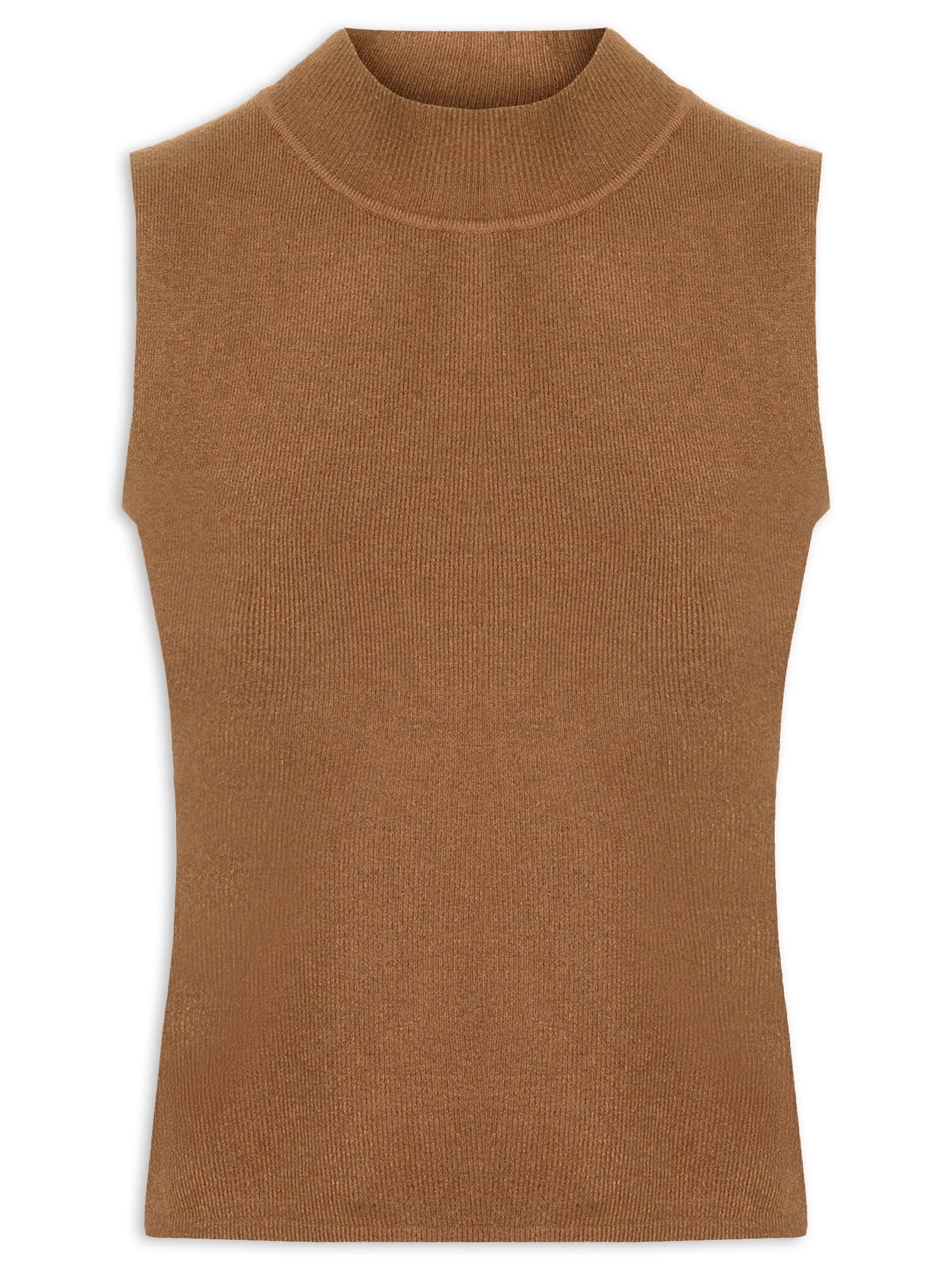 Blusa Feminina Tricot Sem Manga Marrom Market 33