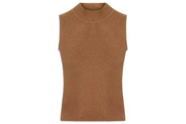 Blusa Feminina Tricot Sem Manga - Marrom