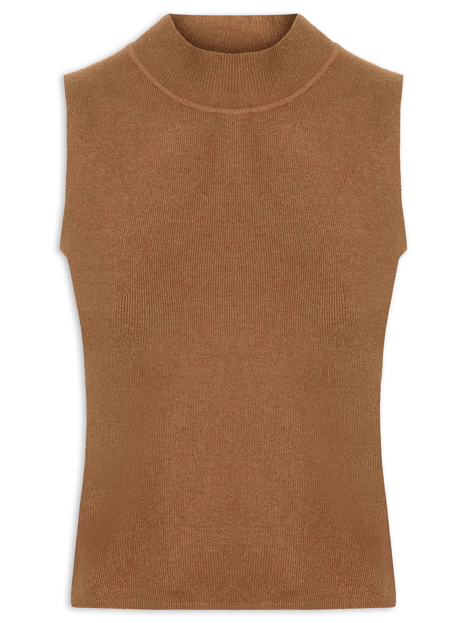 Blusa Feminina Tricot Sem Manga Marrom Market 33