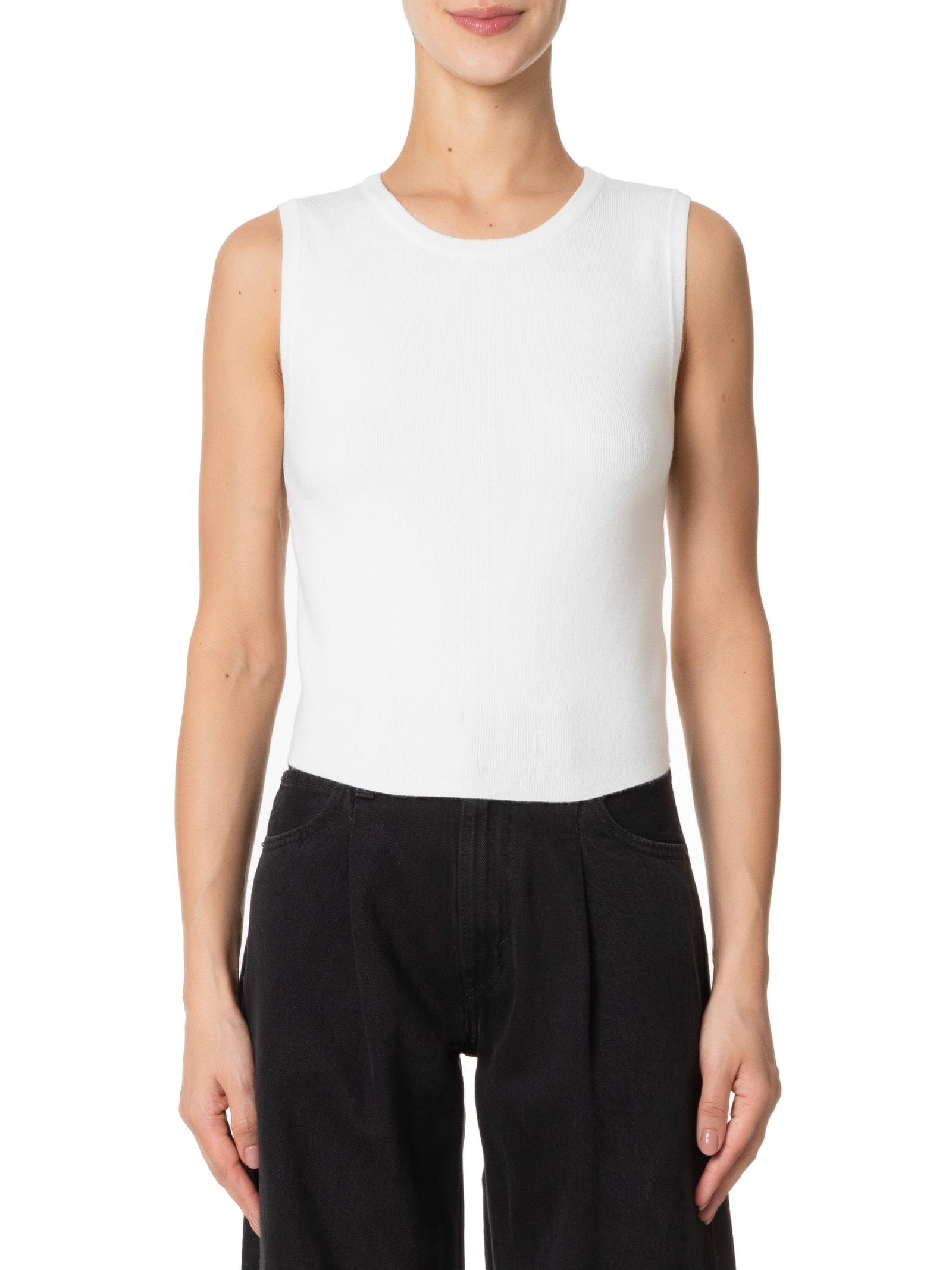 Blusa Feminina Tricot Sem Manga Off White Basiq