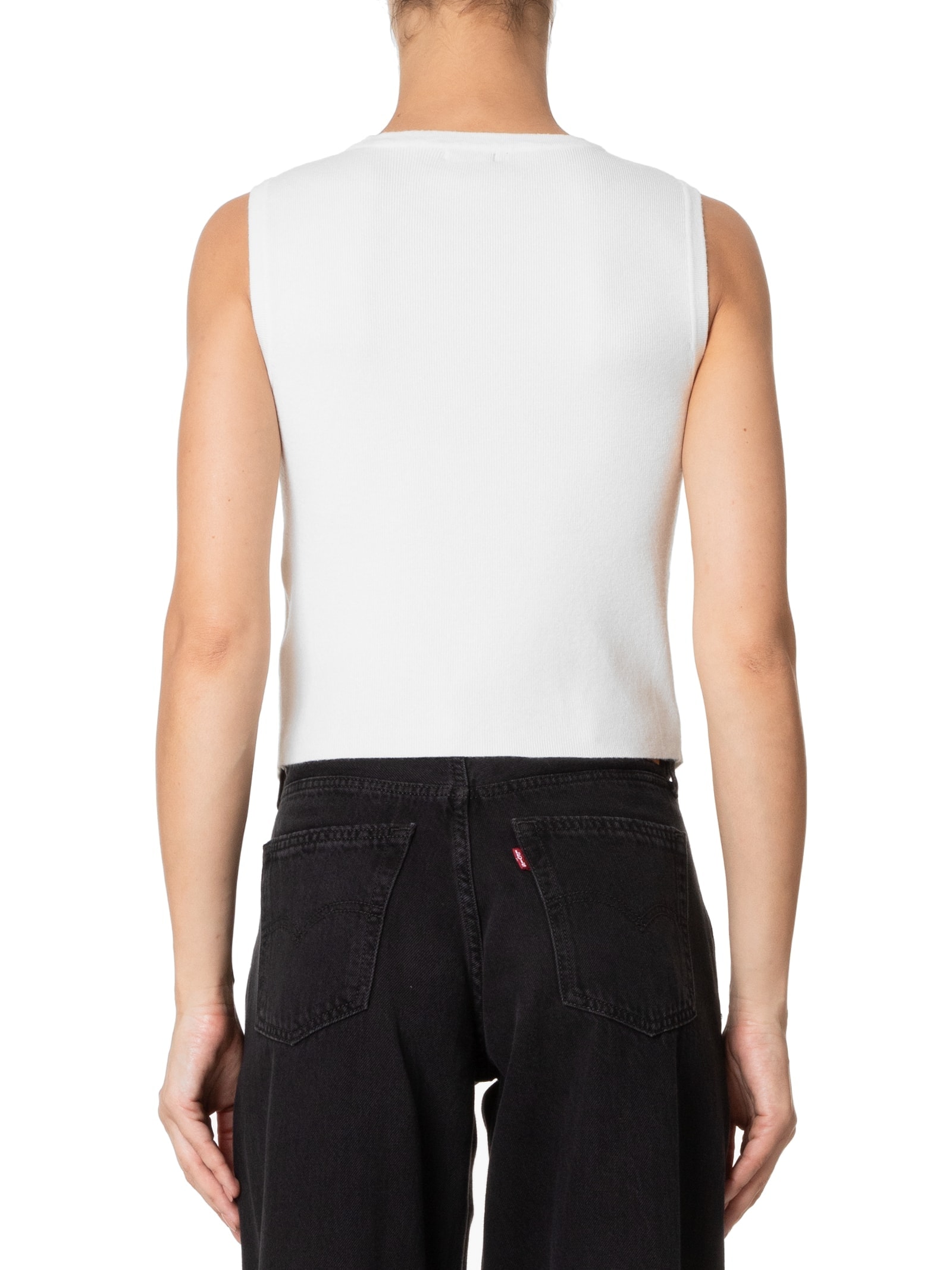 Blusa Feminina Tricot Sem Manga Off White Basiq