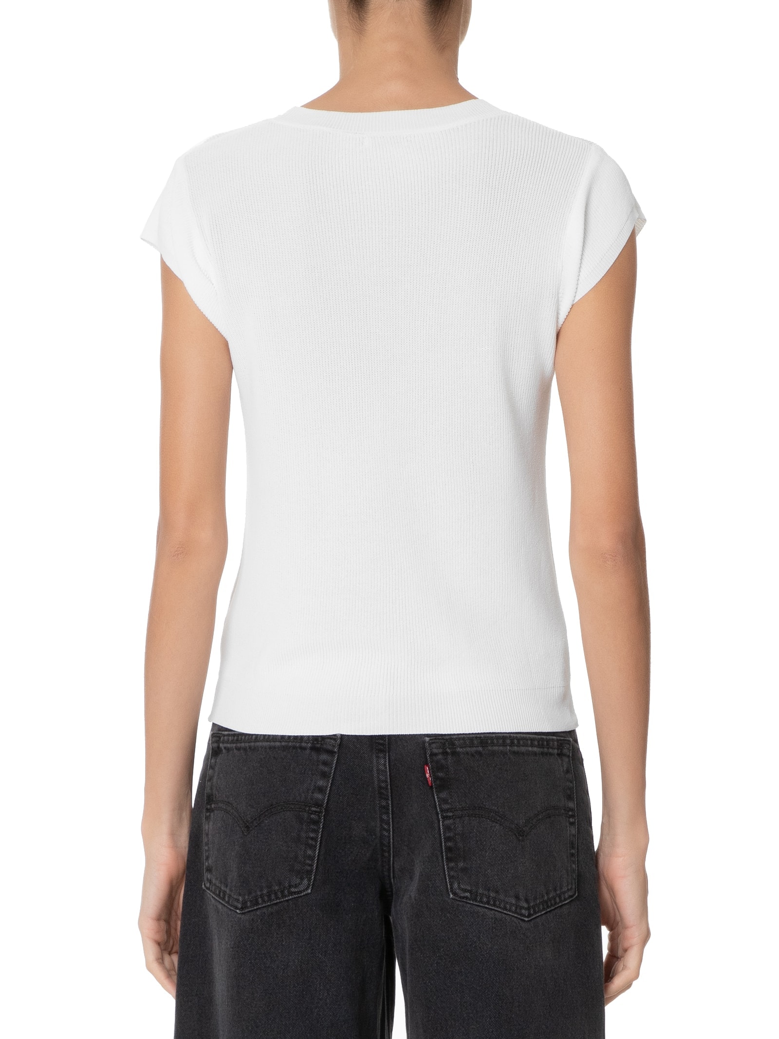 Blusa Feminina Tricot Sem Manga Off White Basiq