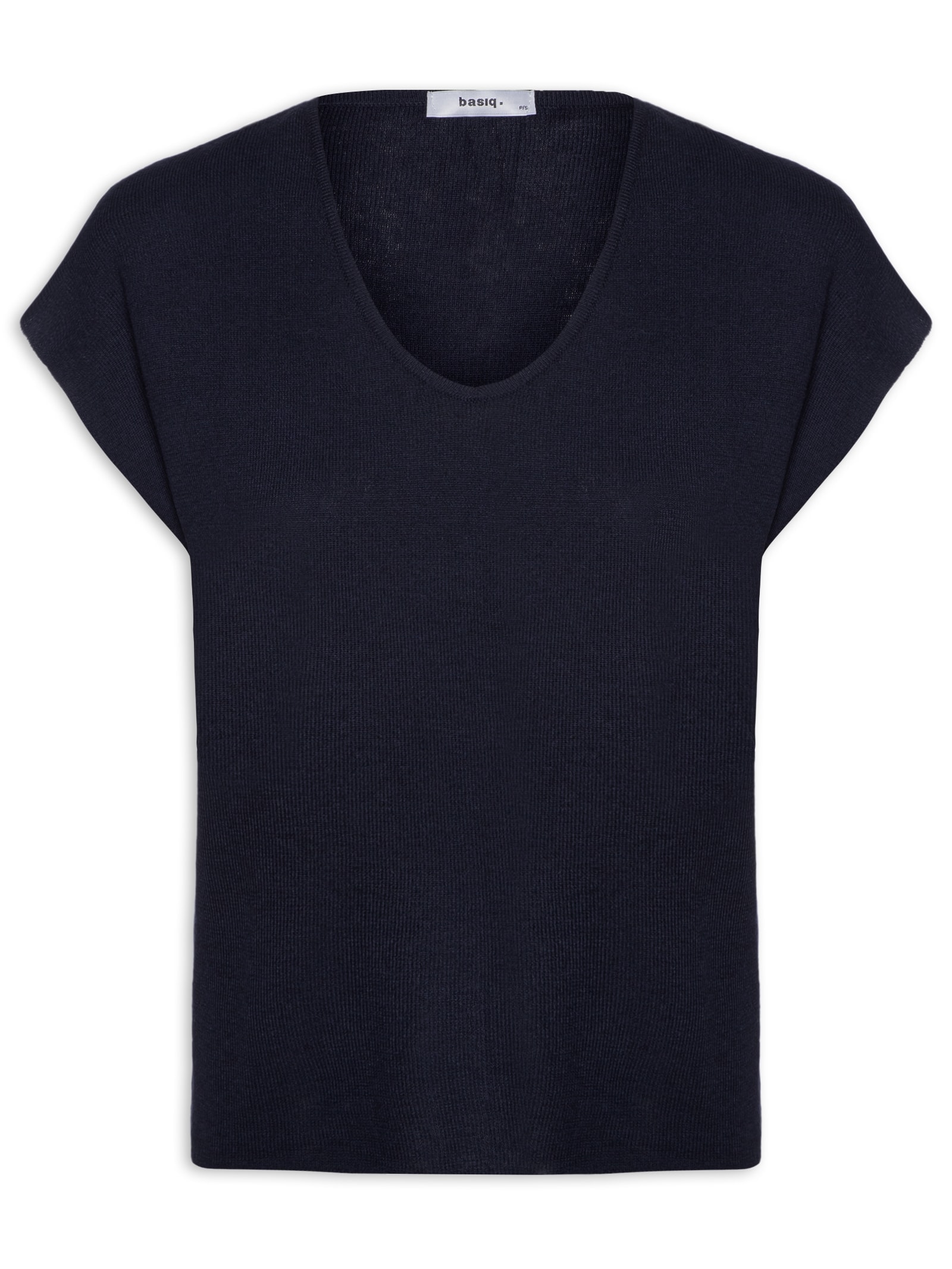 Blusa Feminina Tricot Sem Manga Oversized Azul Basiq