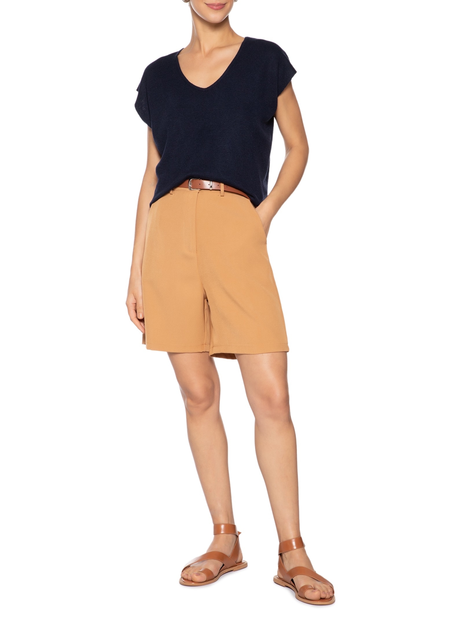 Blusa Feminina Tricot Sem Manga Oversized Azul Basiq