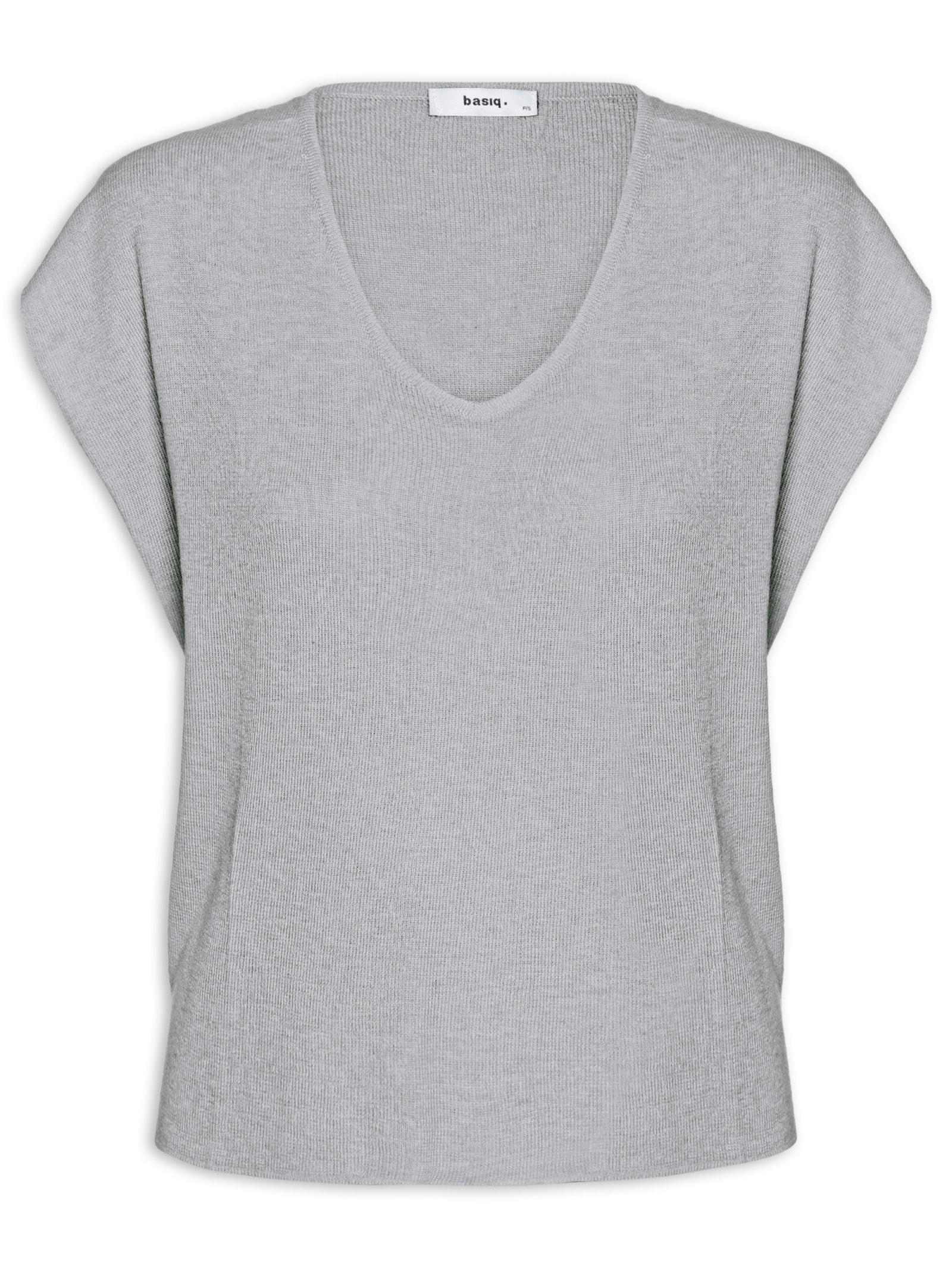 Blusa Feminina Tricot Sem Manga Oversized Cinza Basiq