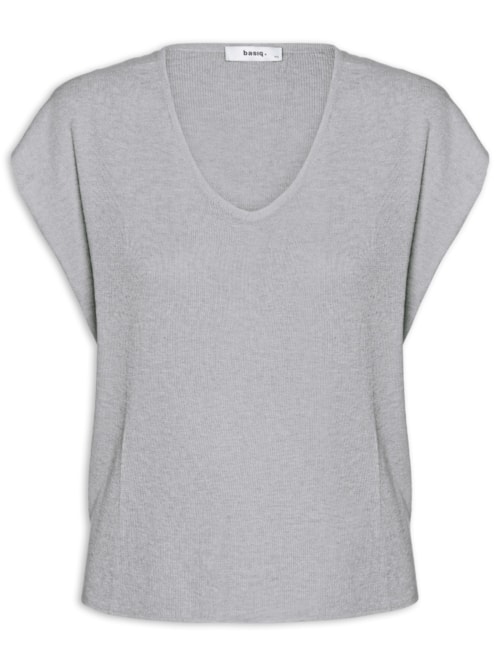 Blusa Feminina Tricot Sem Manga Oversized – Cinza