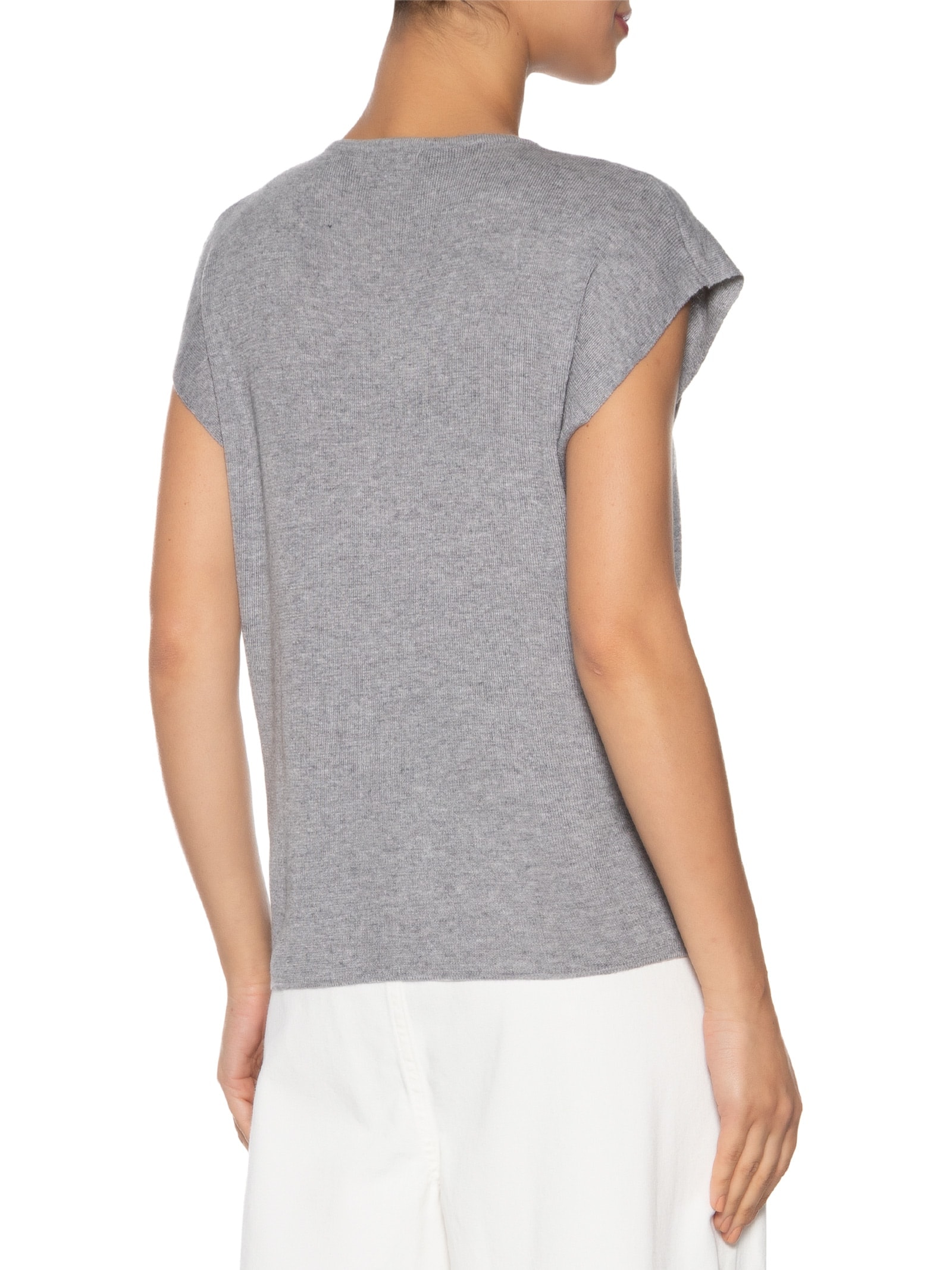 Blusa Feminina Tricot Sem Manga Oversized Cinza Basiq