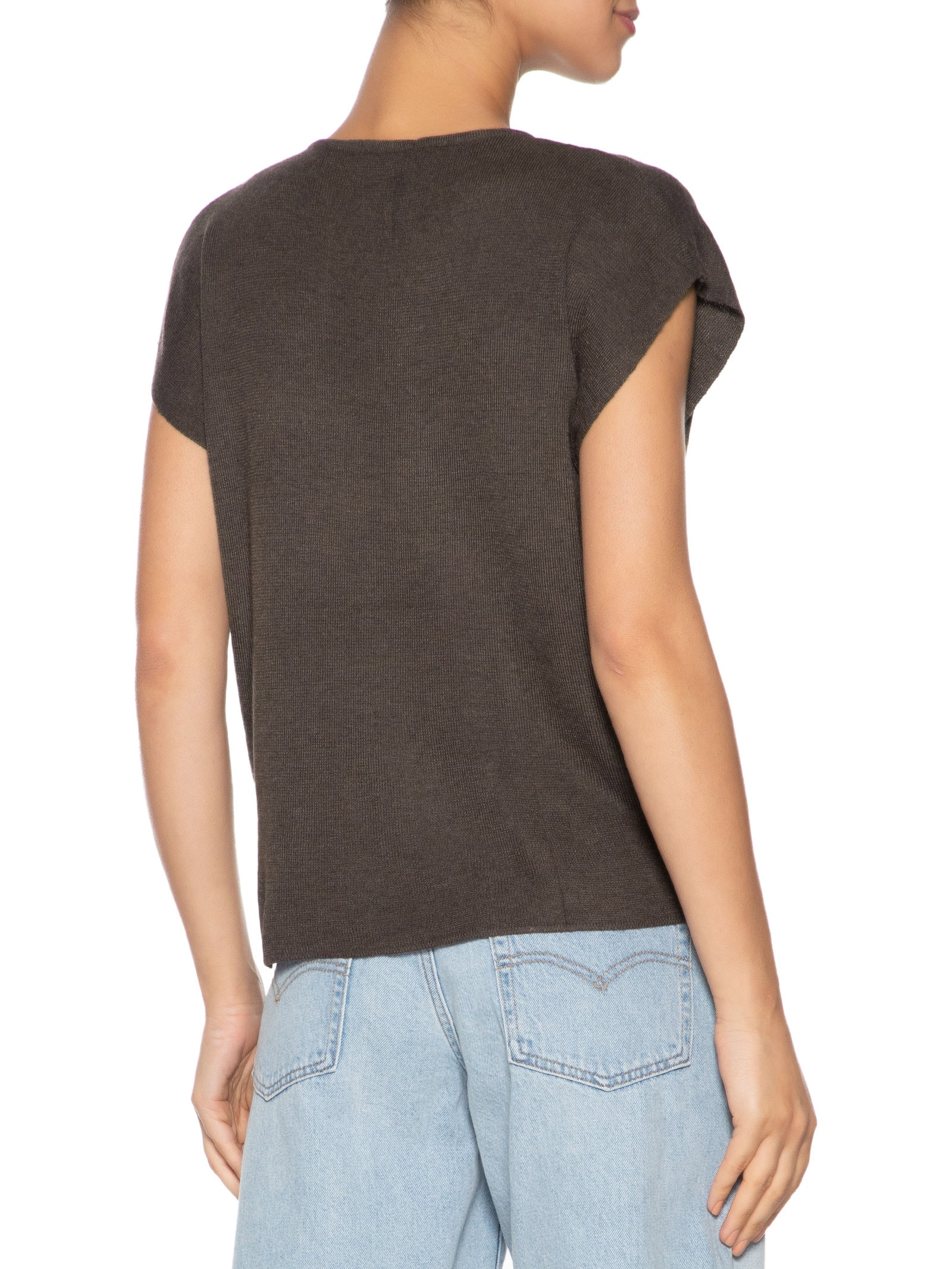 Blusa Feminina Tricot Sem Manga Oversized Marrom Basiq