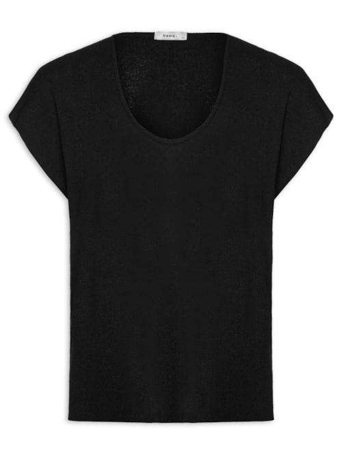 Blusa Feminina Tricot Sem Manga Oversized – Preto