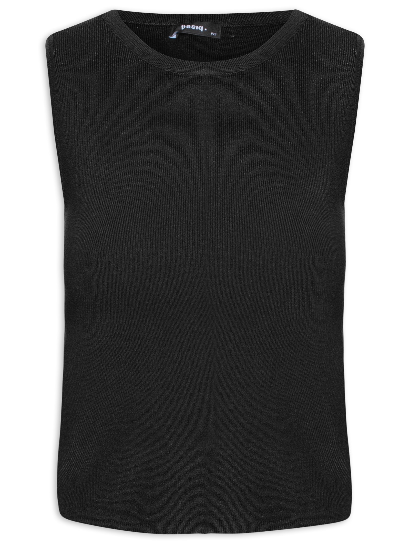 Blusa Feminina Tricot Sem Manga Preto Basiq