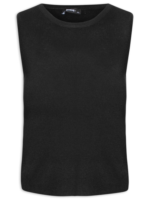 Blusa Feminina Tricot Sem Manga – Preto